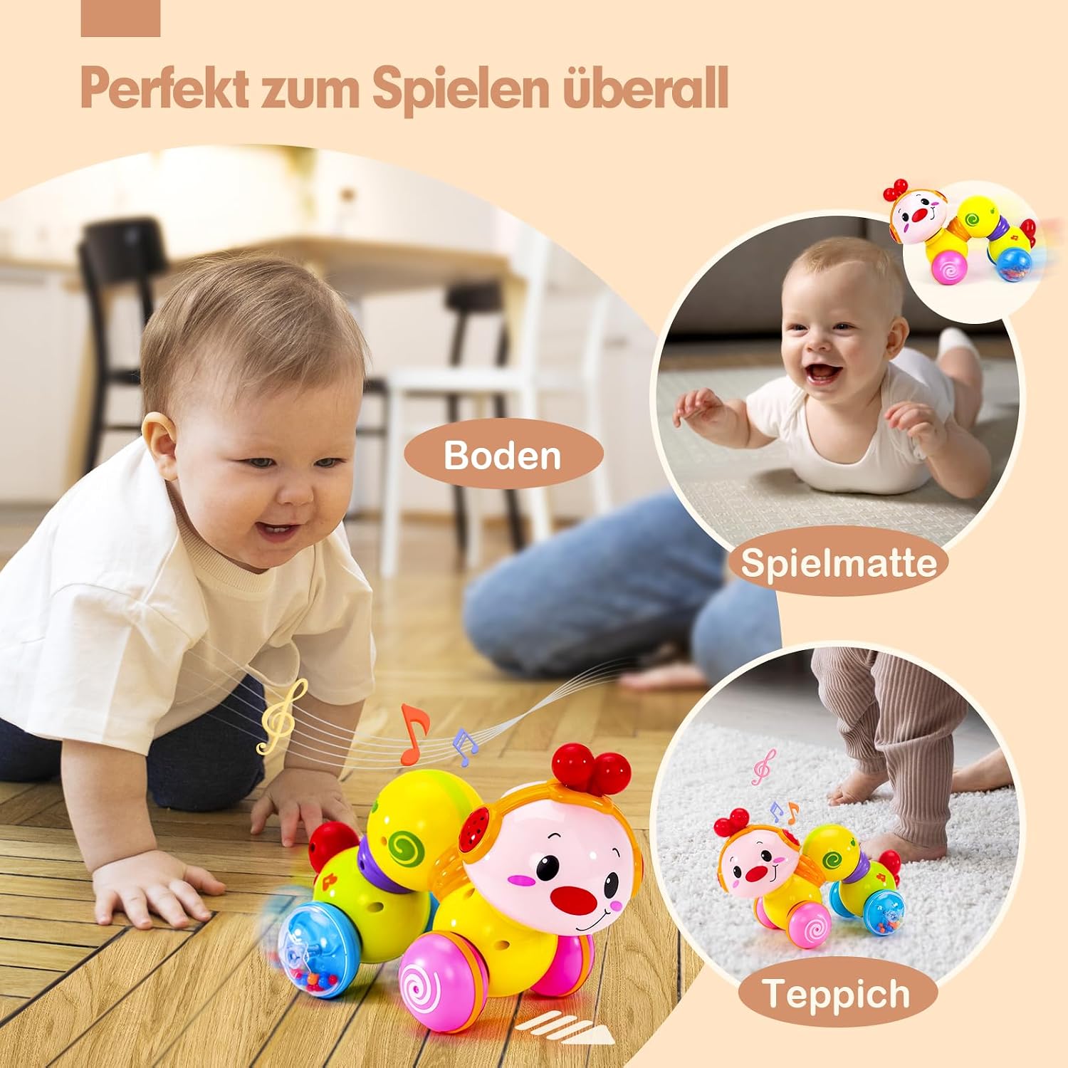 Thumbnail 6 de CubicFun Musik Raupe Krabbelspielzeug 6 Monate