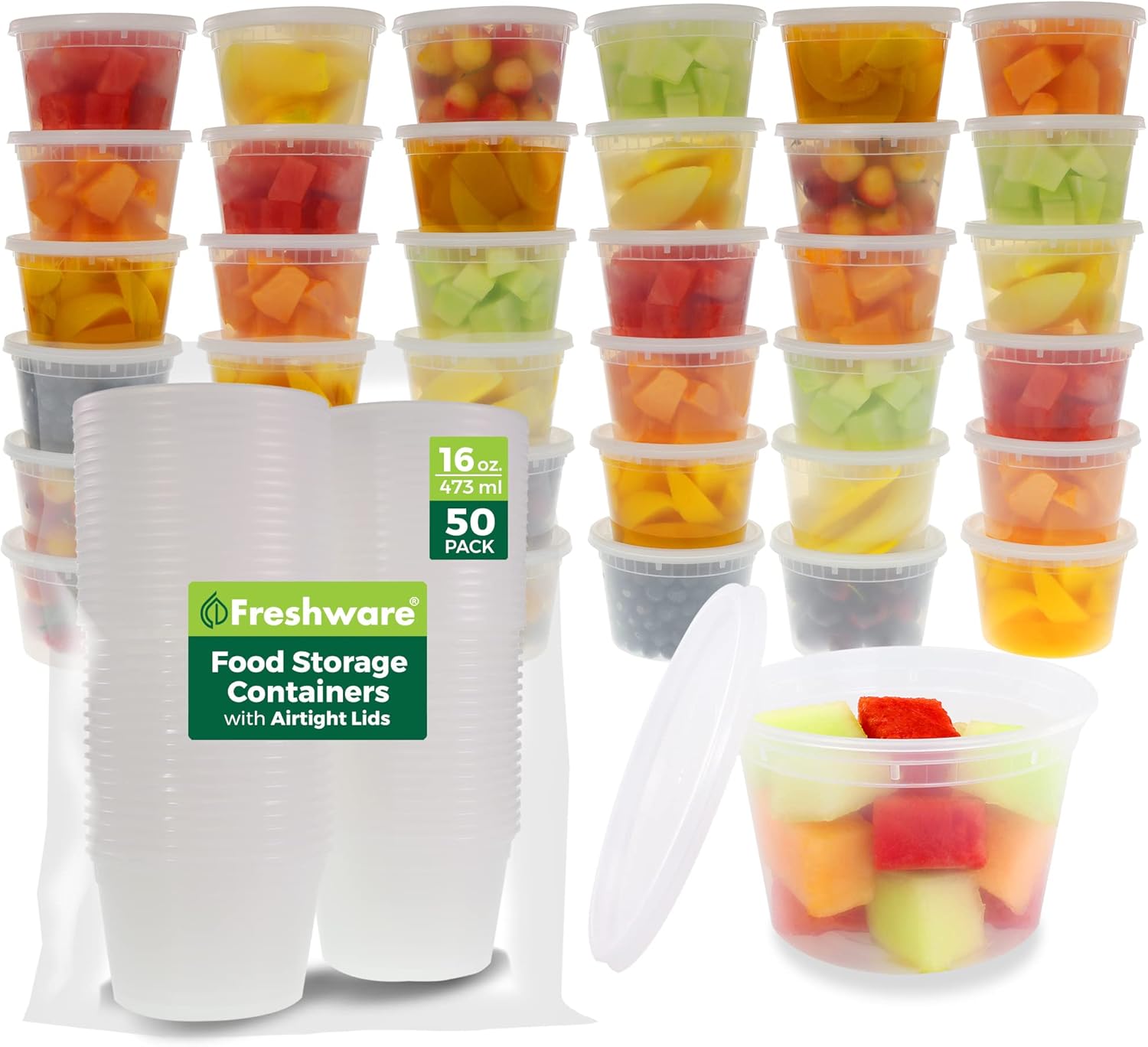 Imagen de Freshware 16 oz BPA-Free Food Storage Containers (50-Pack) with Leak-Proof Lids en OfertitasTOP