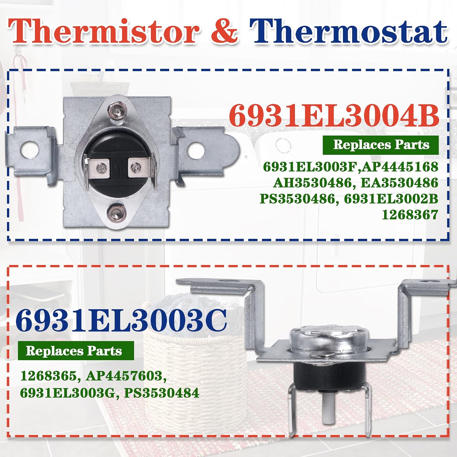 Thumbnail 3 de Bakaoof AGM30045804 Dryer Thermistor and Thermostat Kit, 3 Pieces