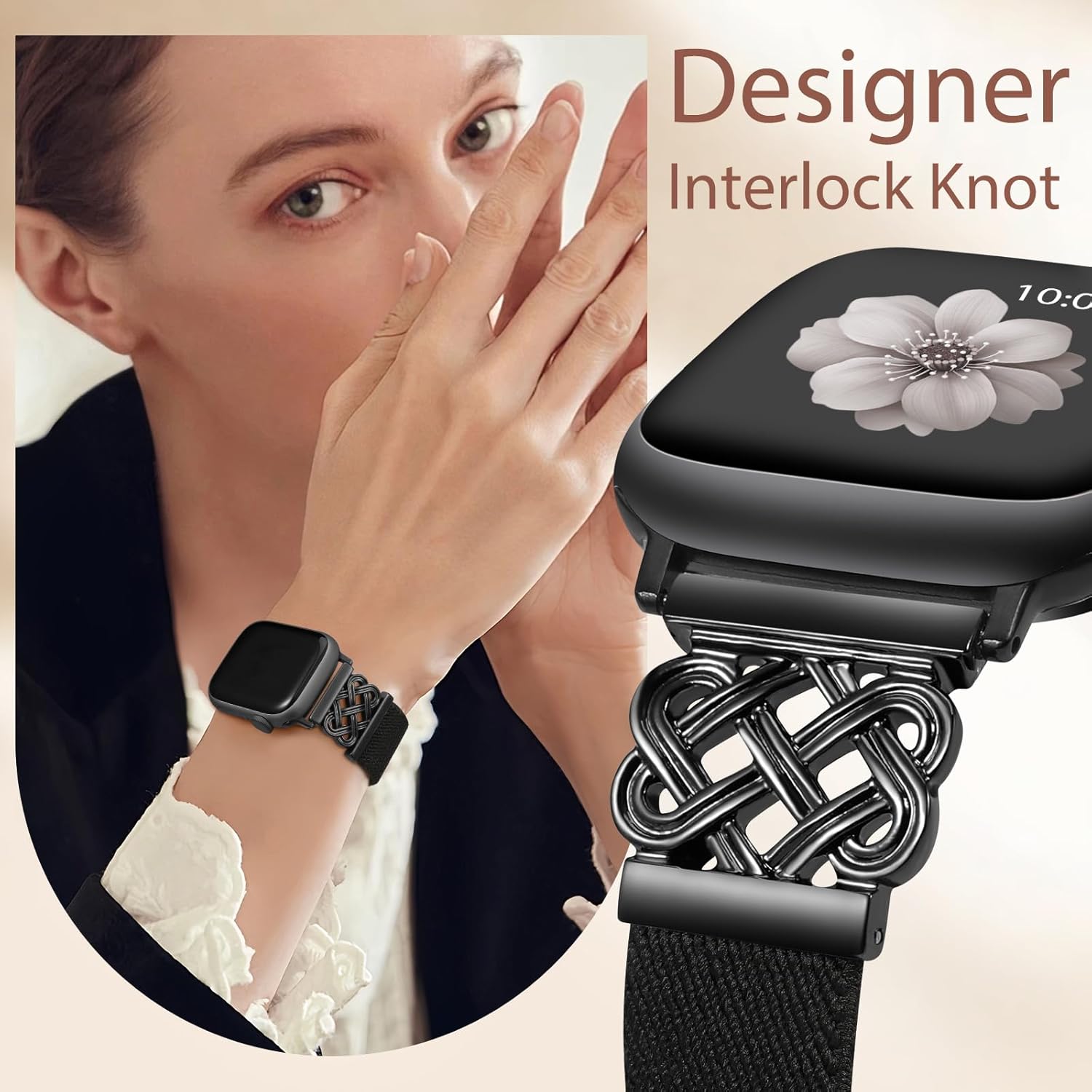 Detalle de Minyee Magnetic Stretchy Band for Apple Watch (38–49mm) with Celtic Knot Clasp