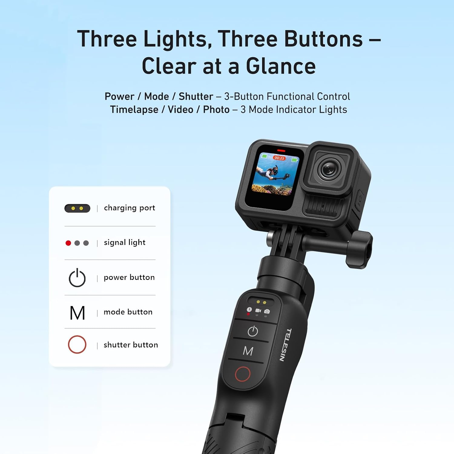 Thumbnail 4 de Manico galleggiante Selfie Stick Estensibile 27,4–47,2 cm