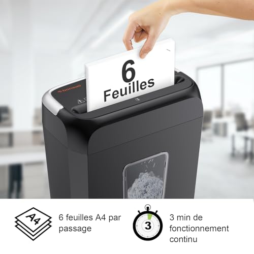 Detalle de Bonsaii Destructeur de Documents 6 Feuilles – Coupe Croisée P-4 pour Cartes