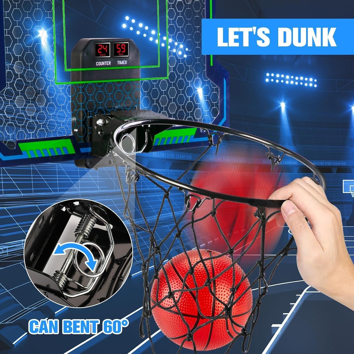 Detalle 2 de Over-the-Door Kids Basketball Hoop with Scoreboard