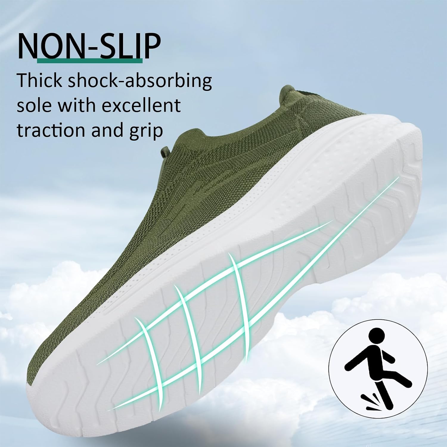 Detalle de Giniros Mens Slip On Trainers: Breathable, Lightweight All-Day Comfort for Walking and Gym
