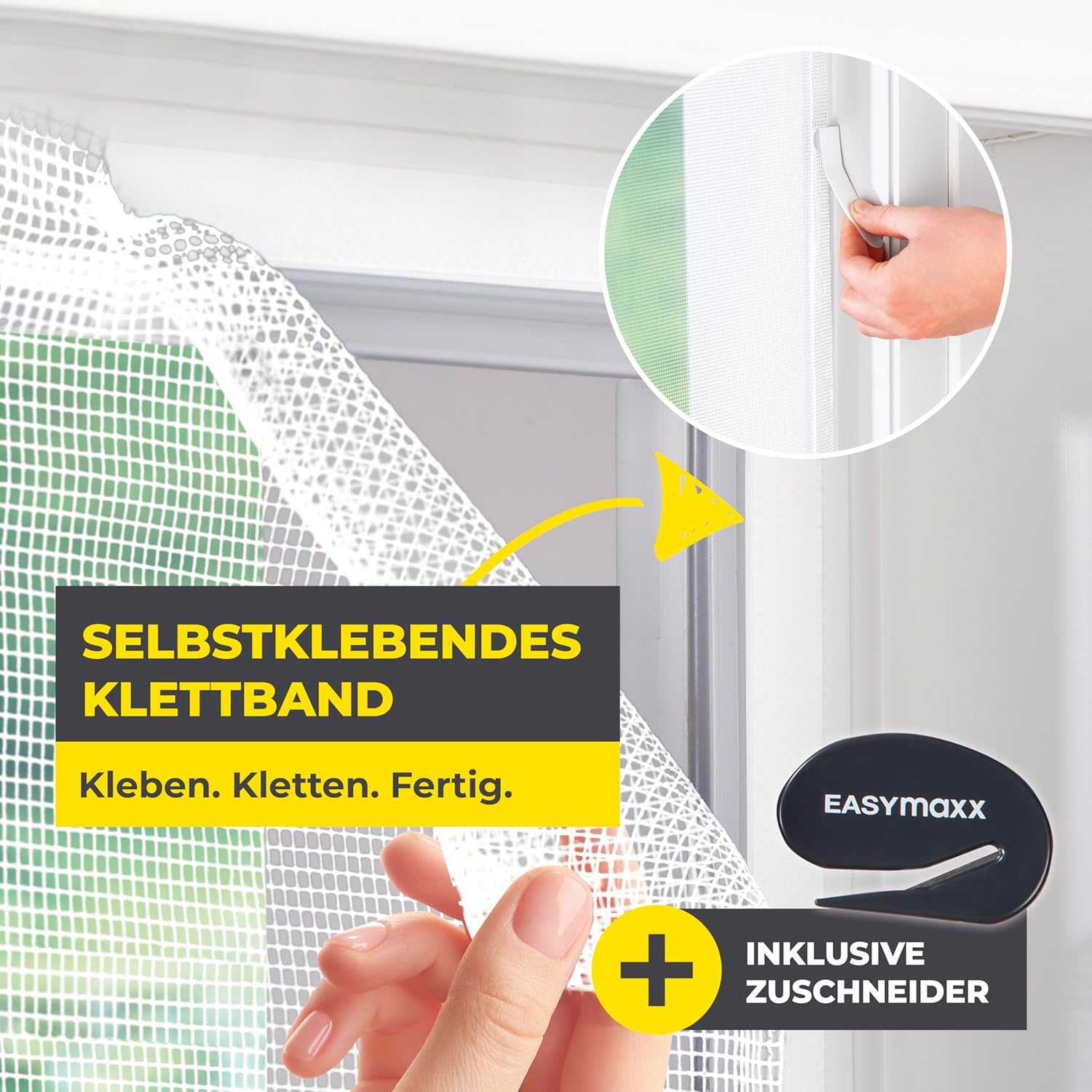 Thumbnail 1 de EASYmaxx Fliegengitter Fenster (Moskitonetz) mit Klettband, Montage ohne Bohren – zuschneidbar bis 110 x 130 cm, 2 Stück