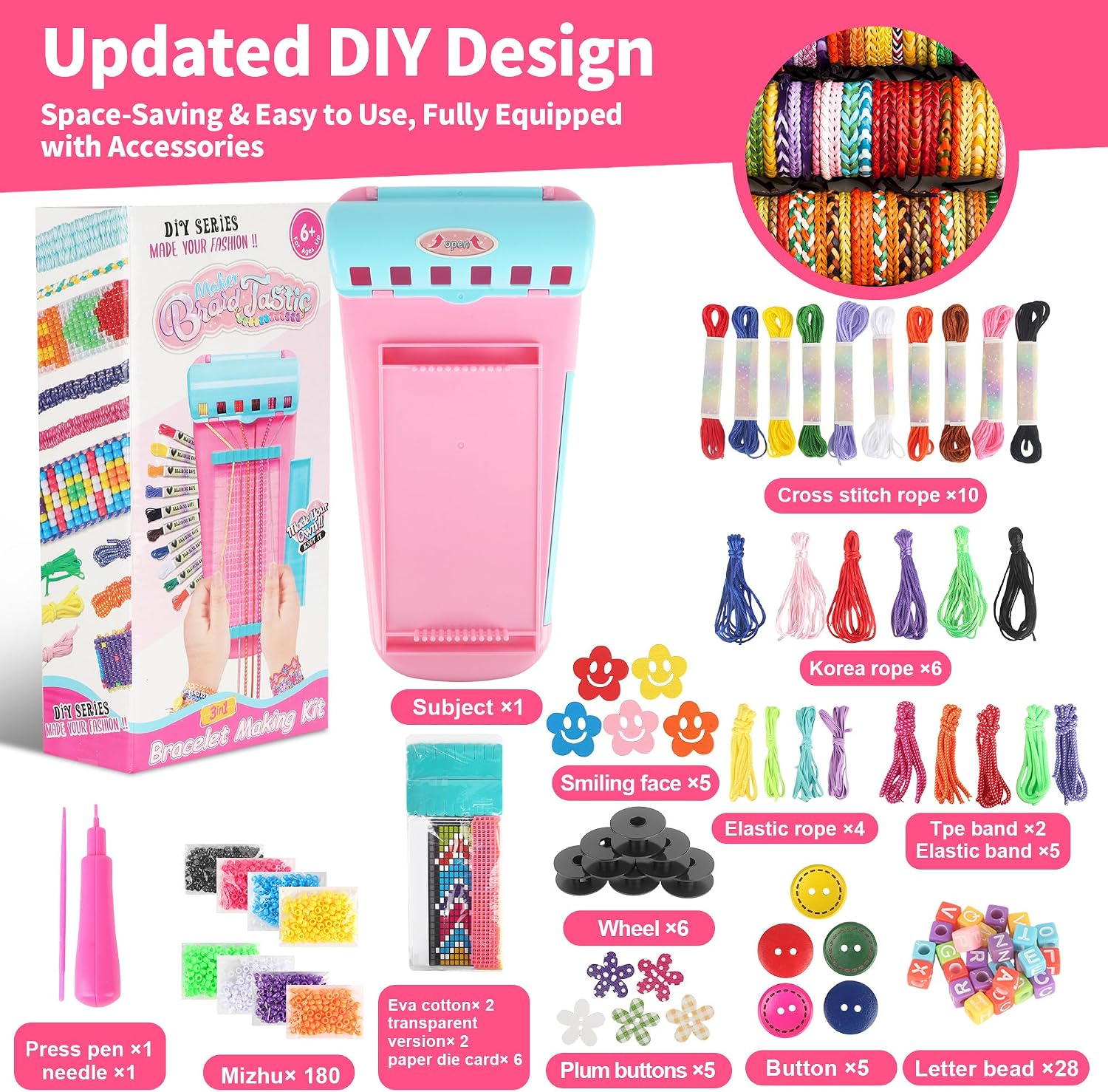 Detalle 2 de Kit artigianale per braccialetti dell'amicizia 3 in 1 – creatività per bambini 6–12 anni