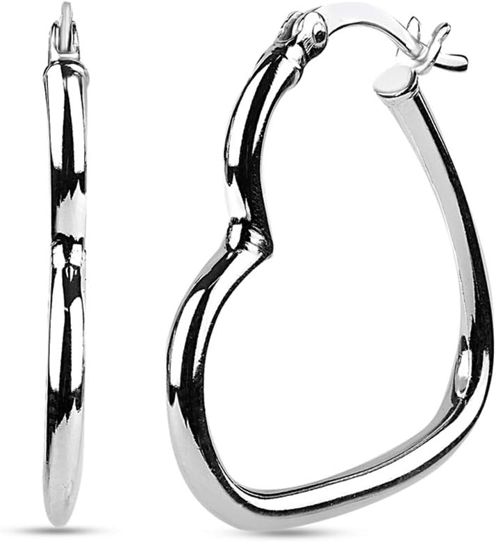 Detalle 2 de LeCalla 925 Sterling Silber Herz Creolen 23×28 mm