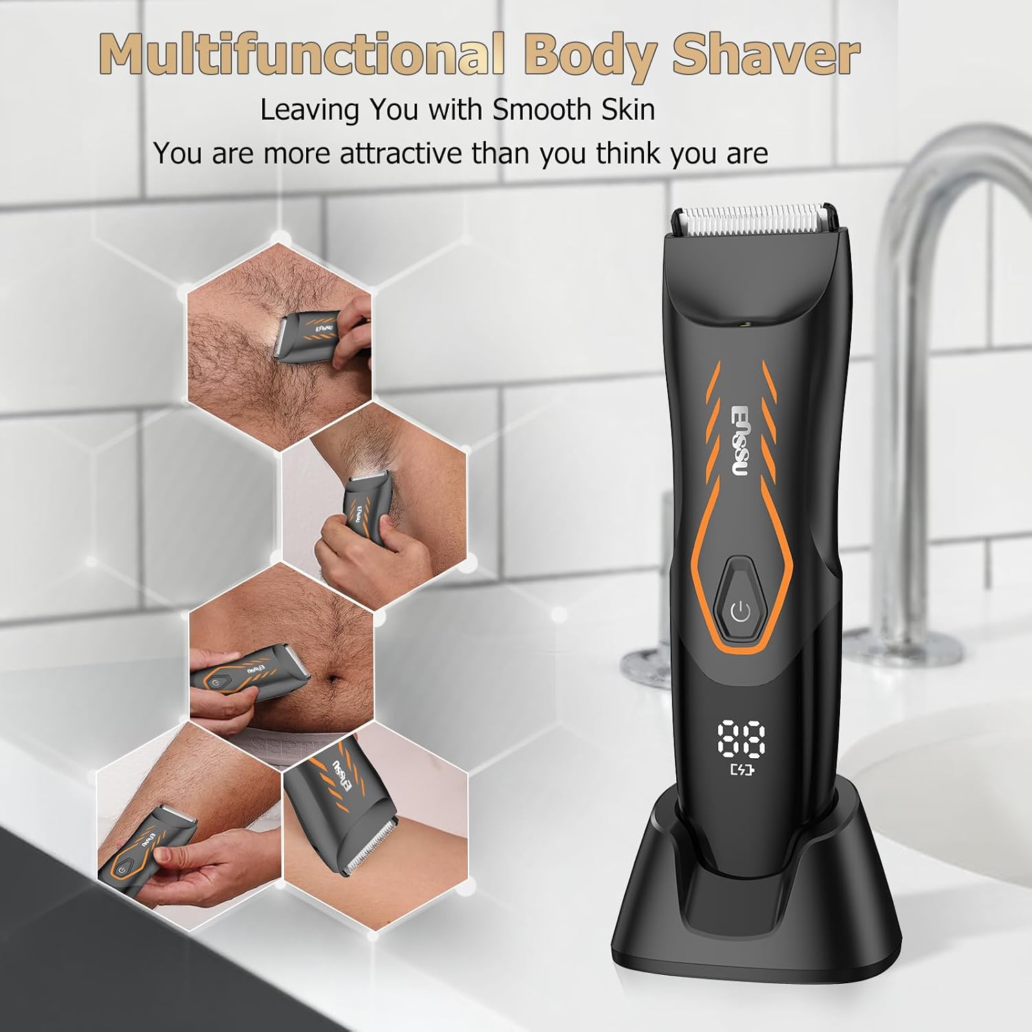 Thumbnail 6 de ENSSU Manscape Body Hair Trimmer for Men: Safe, cordless groin grooming with light and dock
