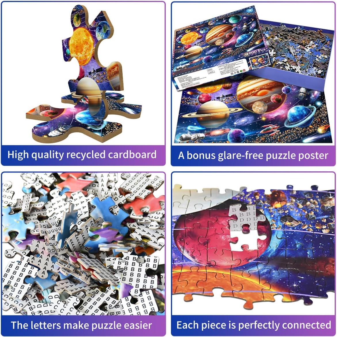 Thumbnail 2 de 1000-Piece Jigsaw Puzzle for Adults – Space Planet & Solar System (70cm–50cm finished size)