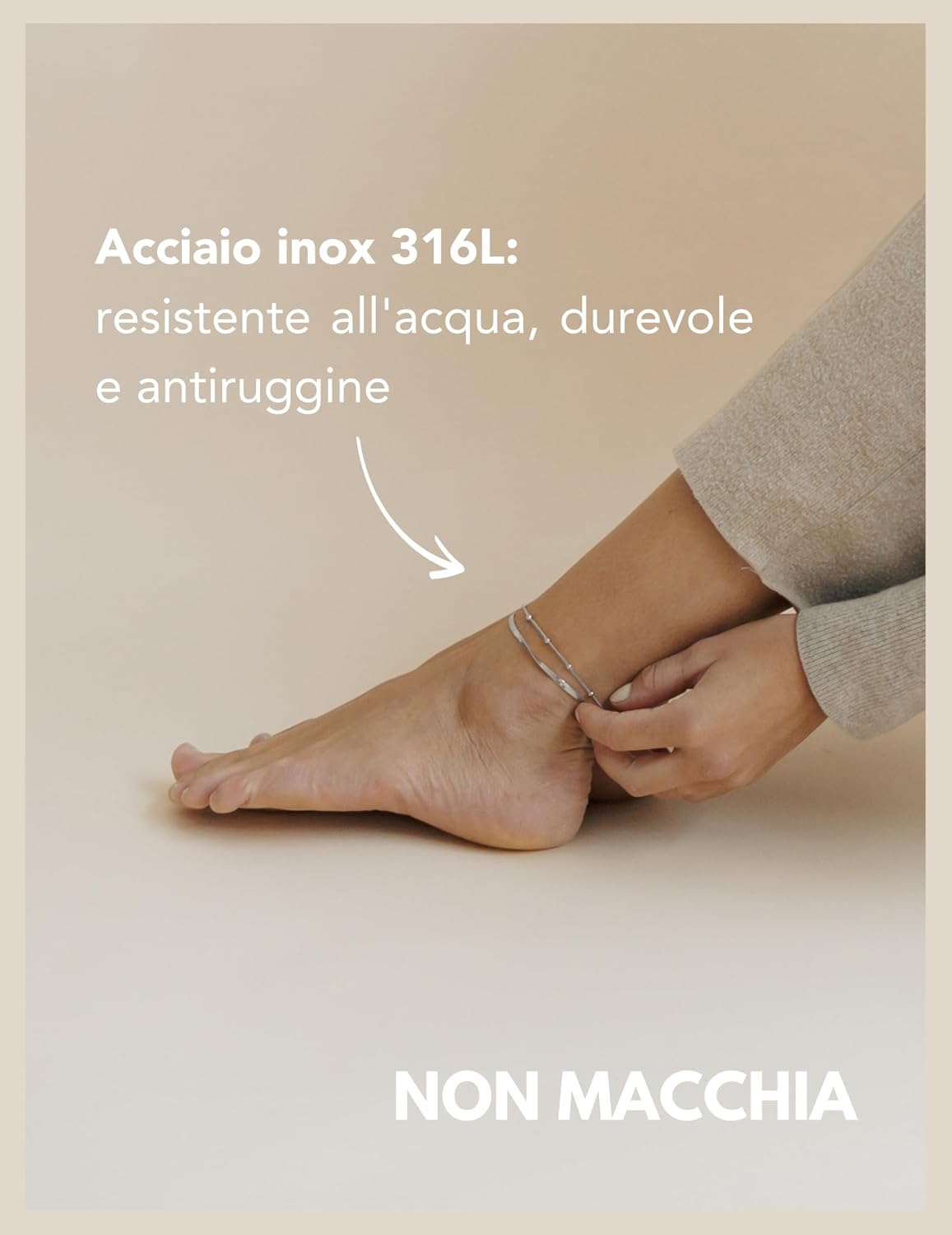 Detalle de Cavigliera da donna GD GOOD.designs a più file regolabile in acciaio inossidabile impermeabile