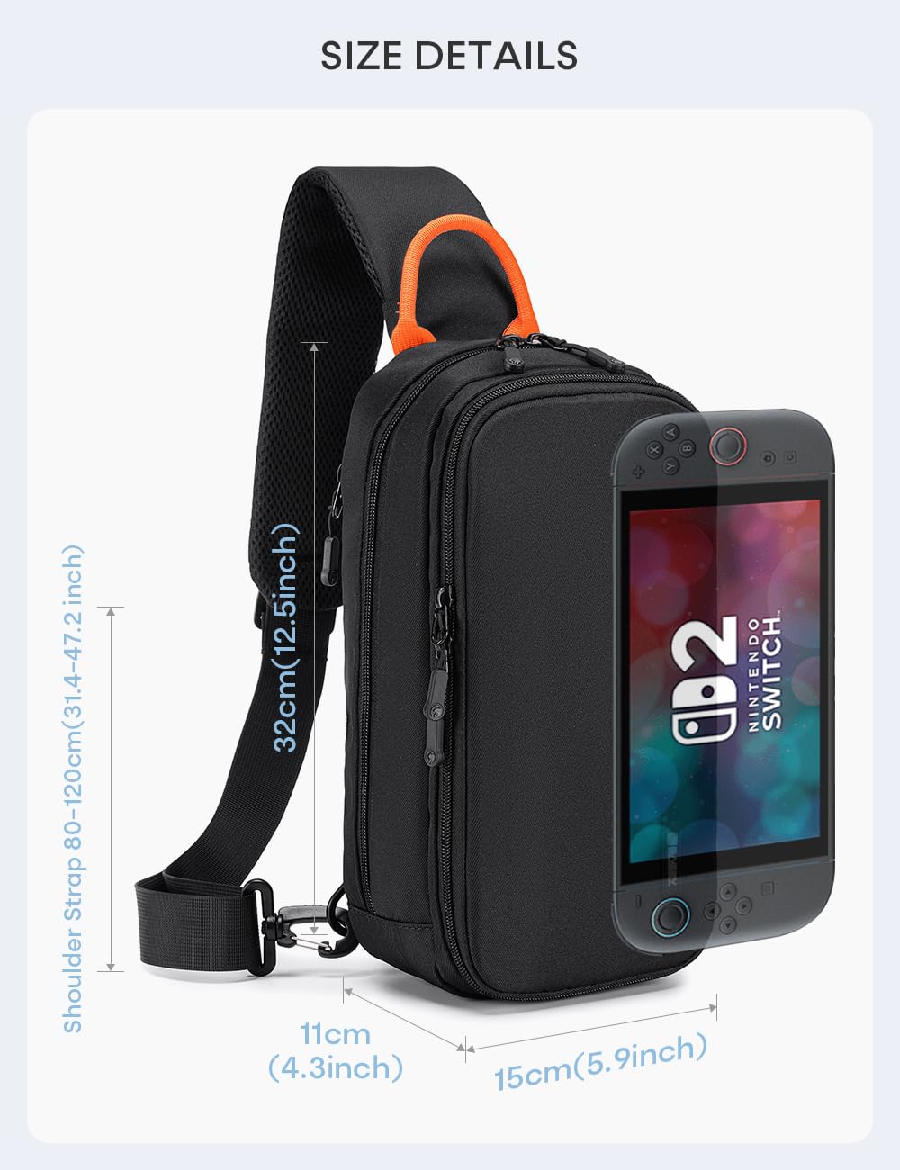 Thumbnail 2 de BAGZY Tasche für Nintendo Switch 2 Konsole 2025 – Wasserdicht, Sling/Umhängetasche mit 10 Spielkartenfächern