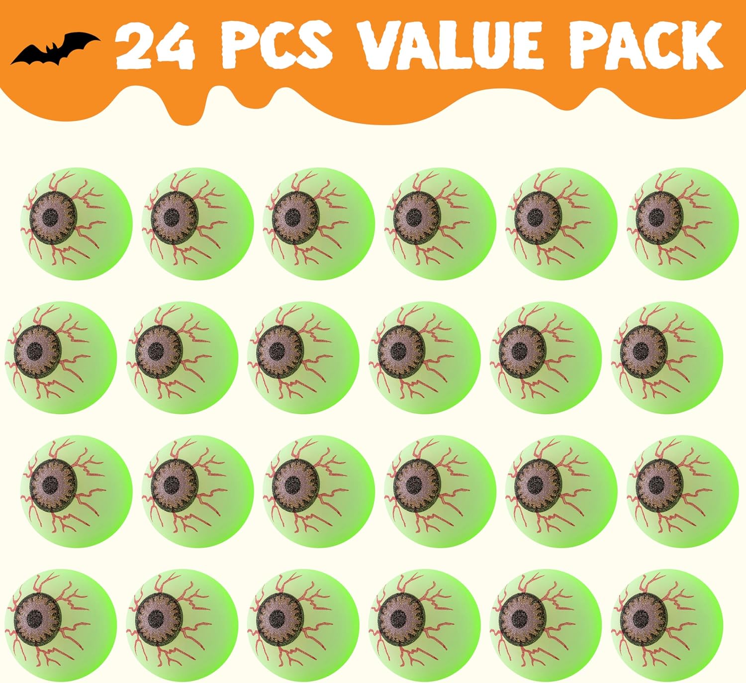 Detalle de JOYIN 17690 Halloween Glow Eyeball Bouncy Balls, 24-Pack, 1-Inch