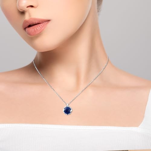 Thumbnail 2 de Circle Sapphire Necklace by Weviway – Blue Gemstone Pendant, 45 cm Silver Handmade Jewellery