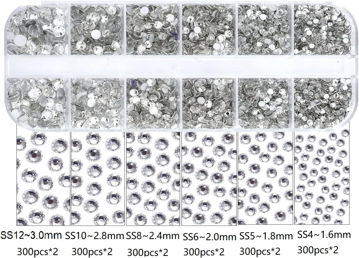 Thumbnail 1 de Jollin Nagelsteine & Strasssteine – 3600-teiliges Bedazzling-Kit mit 6 Größen (SS4–SS12) für Nagelkunst, Glas-Diamanten