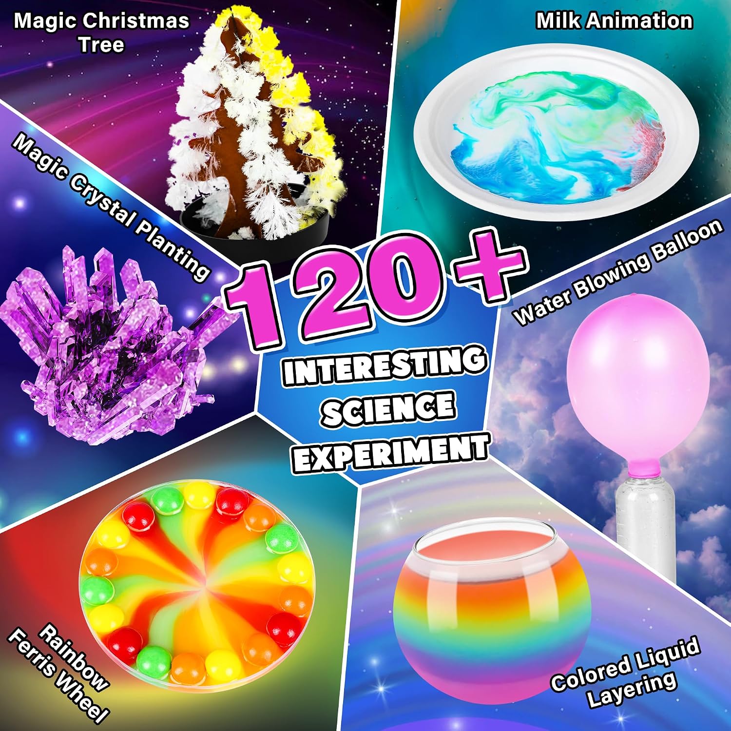 Detalle de 120+ Experiments Science Kits for Kids (Age 6–12+) STEM Chemistry Set with Goggles, Funnels & Safe Materials