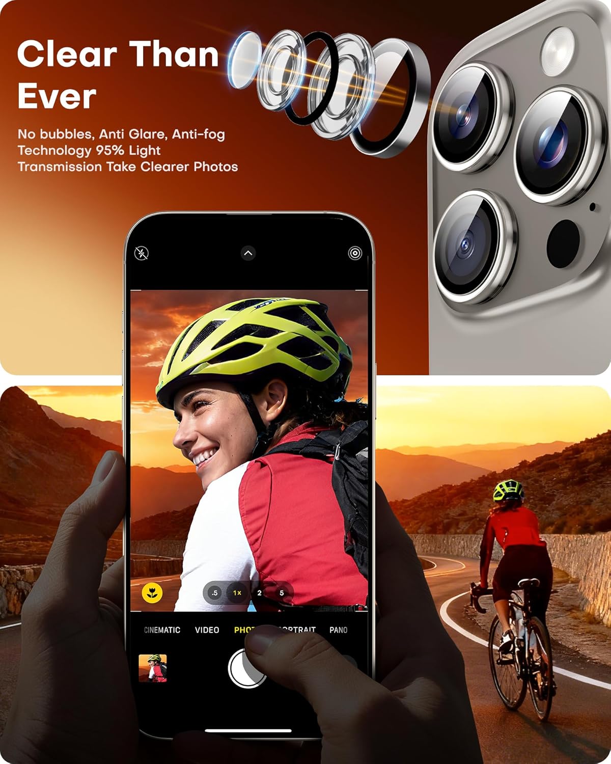 Detalle de TOCOL Camera Lens Protectors for iPhone 15 Pro Max / iPhone 15 Pro