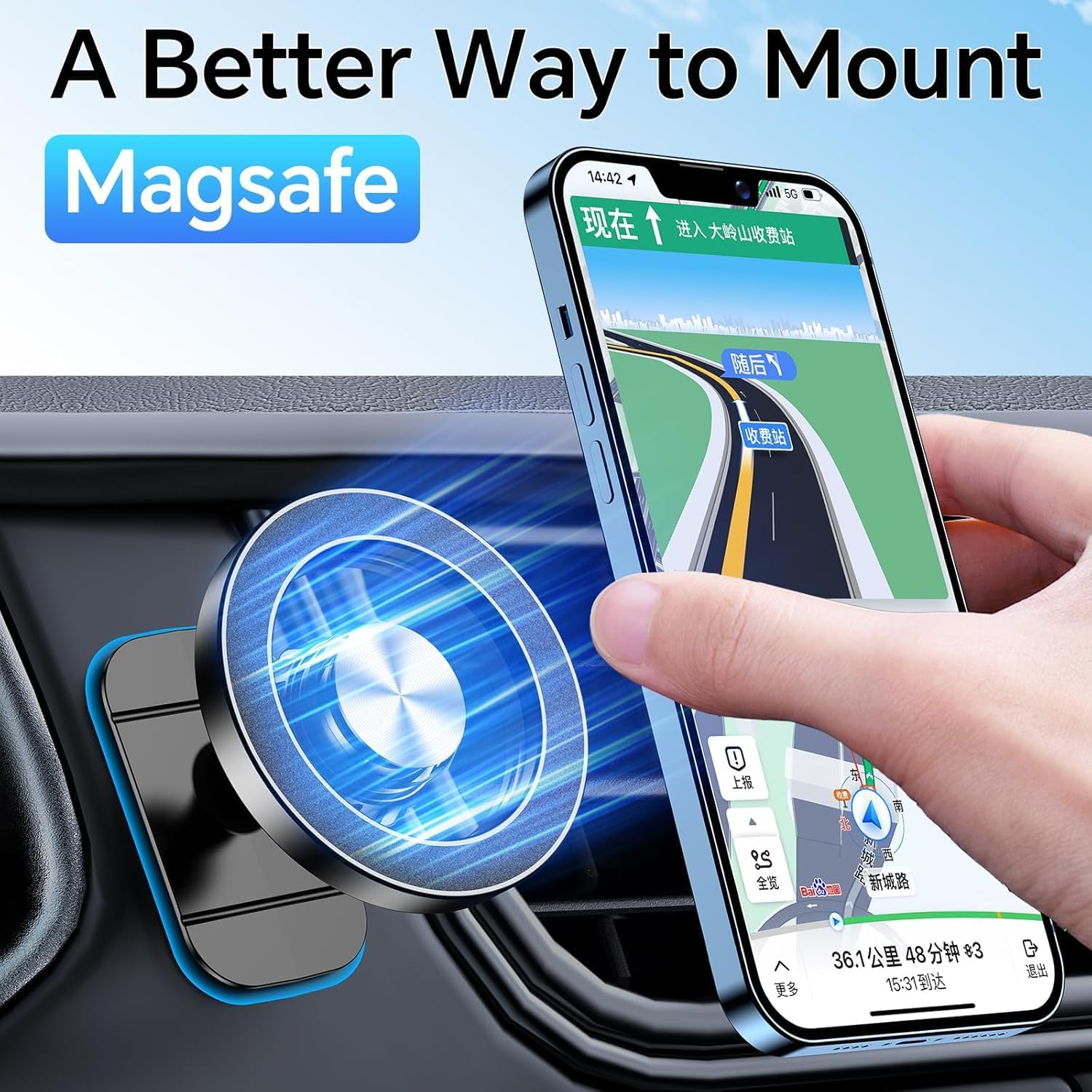 Thumbnail 4 de Coolpow MagSafe Car Mount 20 N55 magnets