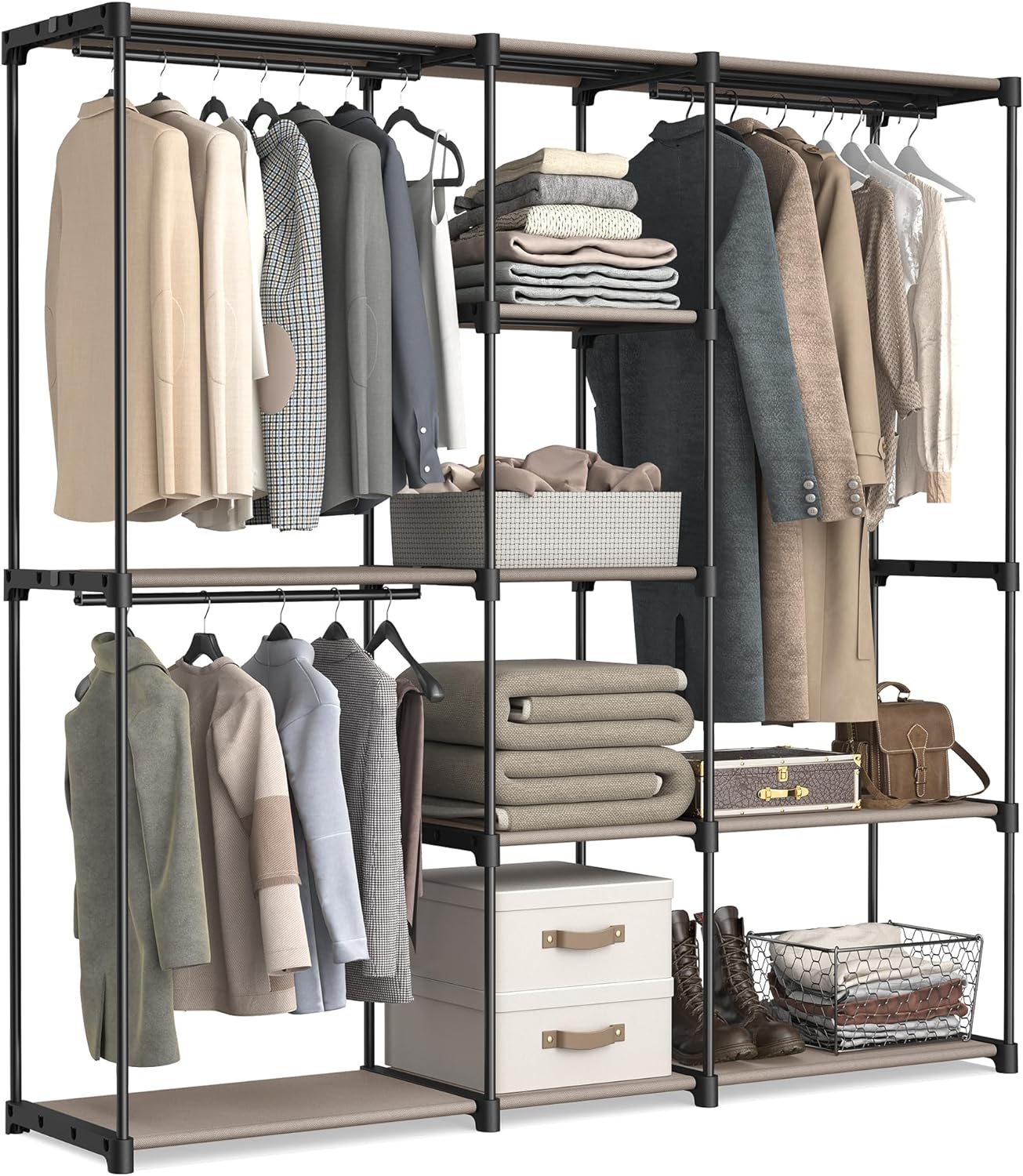 Detalle de SONGMICS RYG037R02 – szafa na ubrania 182 × 43 × 182 cm, 11 półek