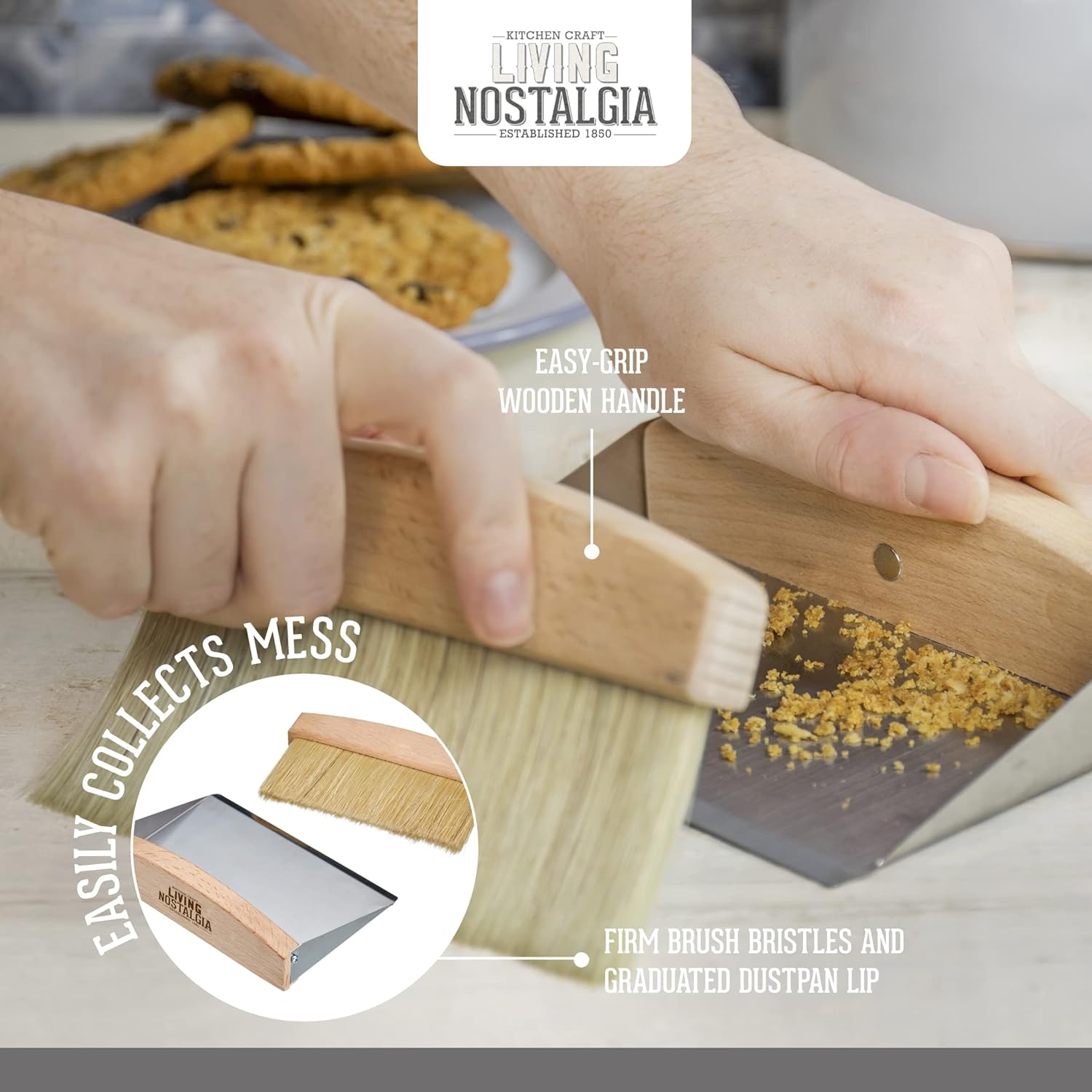 Detalle de KitchenCraft Living Nostalgia – Petite Pelle et Balayette de Table (16 x 11 x 14 cm)