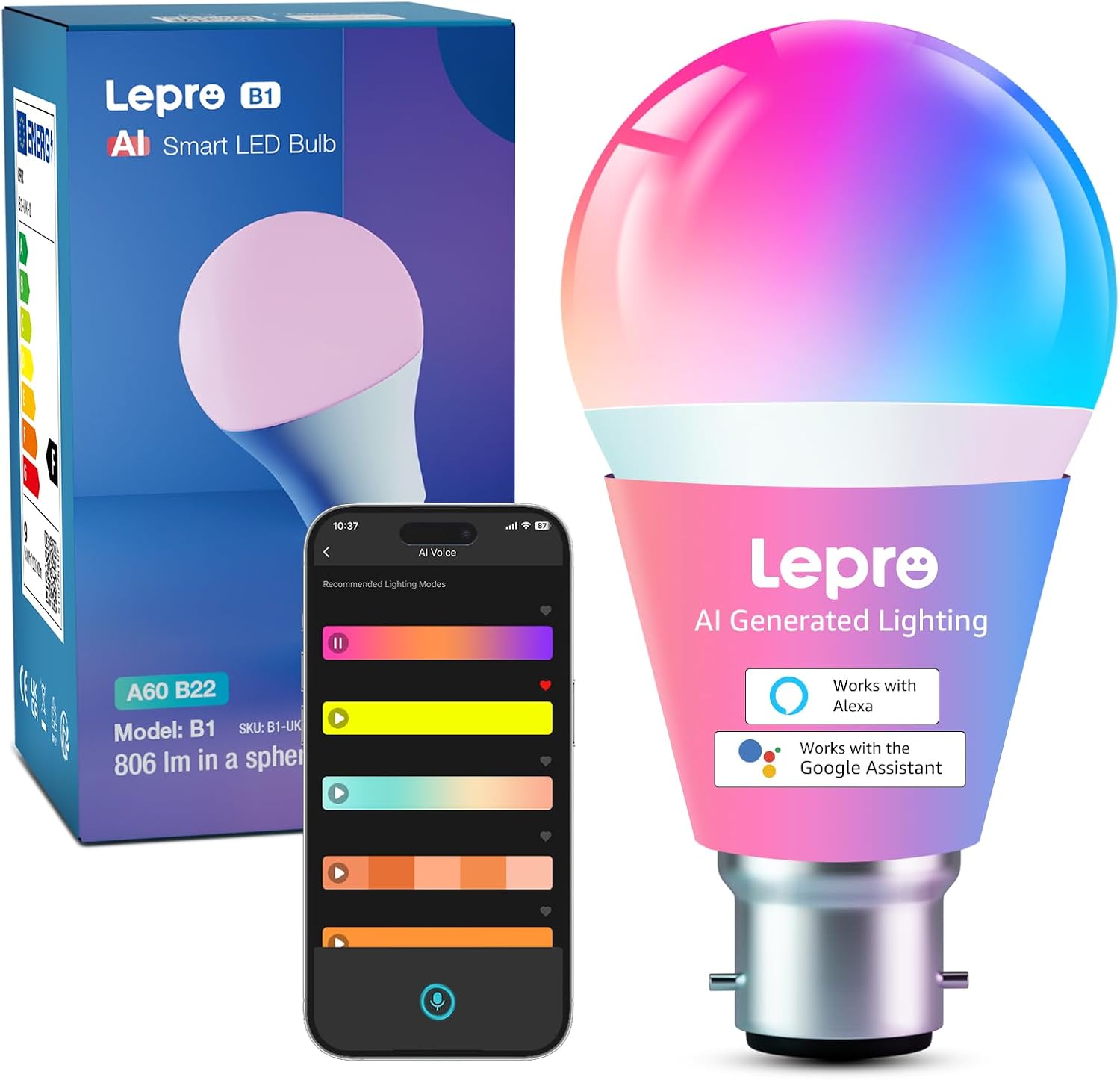 Detalle de Lepro AI Smart Bulb B22