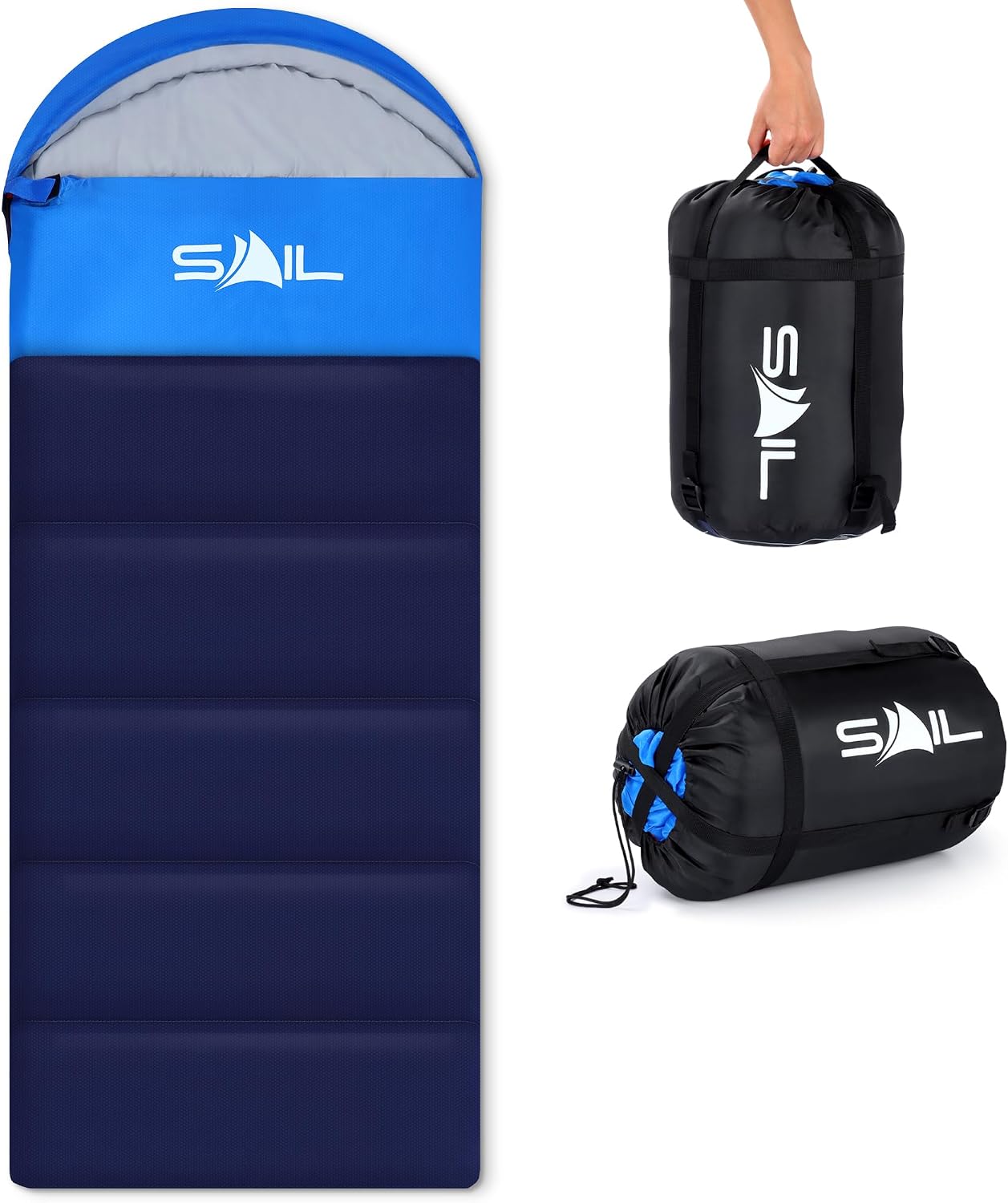 Detalle de SAIL 3–4 Season Waterproof Sleeping Bag (Indoor & Outdoor) for Kids & Adults – 220 x 75 cm