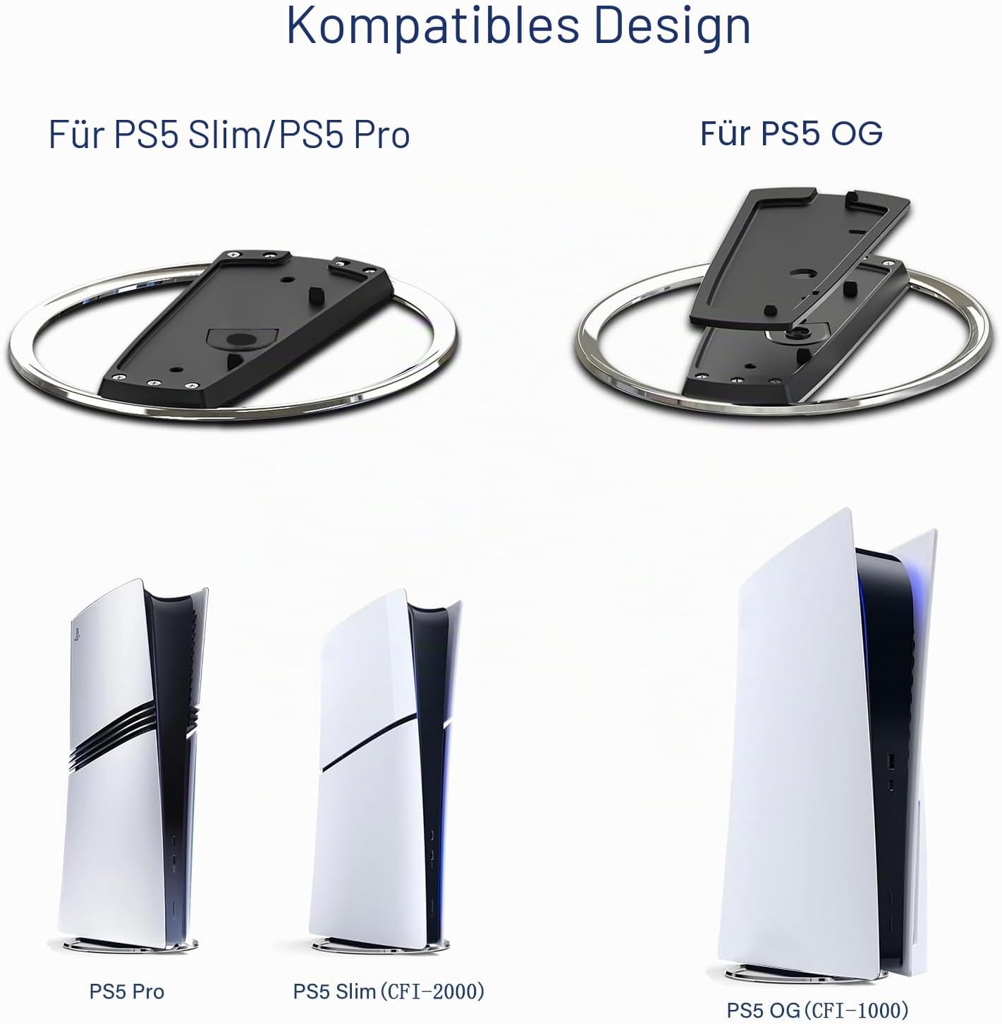 Detalle de ANNSKIN vertikaler Ständer für PS5 Slim / PS5 Pro: rutschfeste Basishalterung für einen sauberen Stand