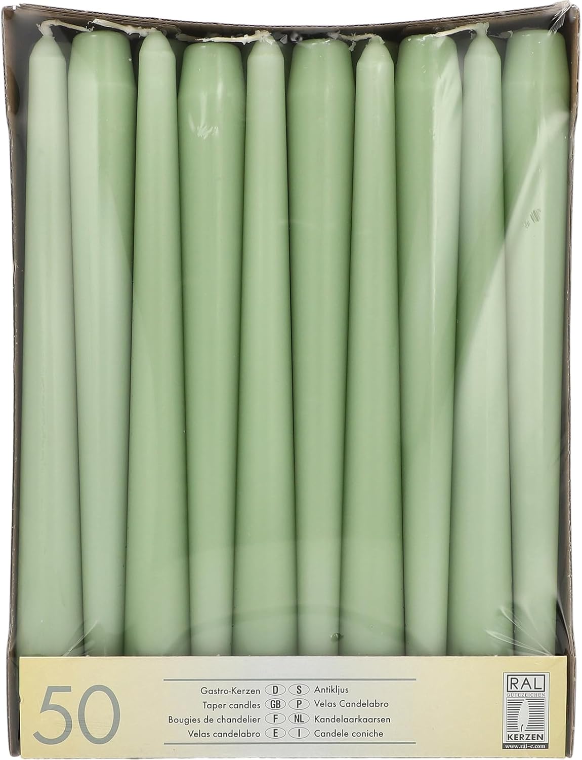 Detalle 2 de 50 bougies de chandelier PAPSTAR vert jade, 25 cm (diamètre 2,2 cm)