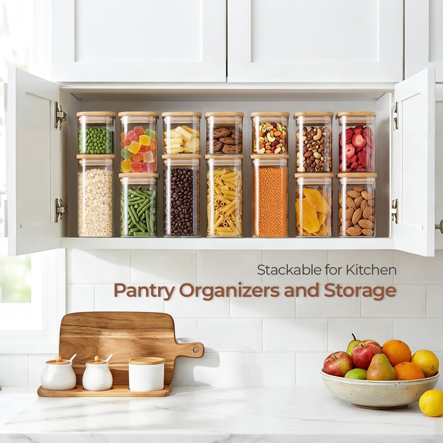 Thumbnail 4 de ComSaf Glass Storage Containers With Lids 6-Pack: Rectangular, Airtight Glass Canisters for Kitchen Pantry