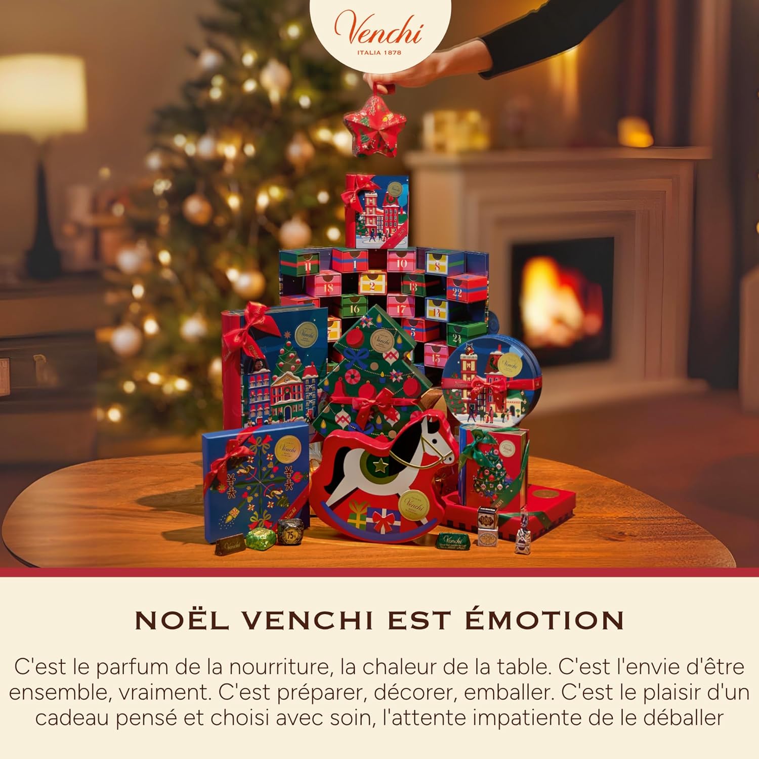 Detalle de Venchi Coffret Cheval à Bascule de Noël – 160 g, Cometa Assortis