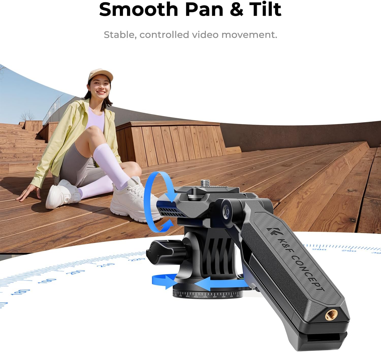 Detalle de K&F CONCEPT 62.2"/158cm Lightweight Camera Tripod with Phone Holder