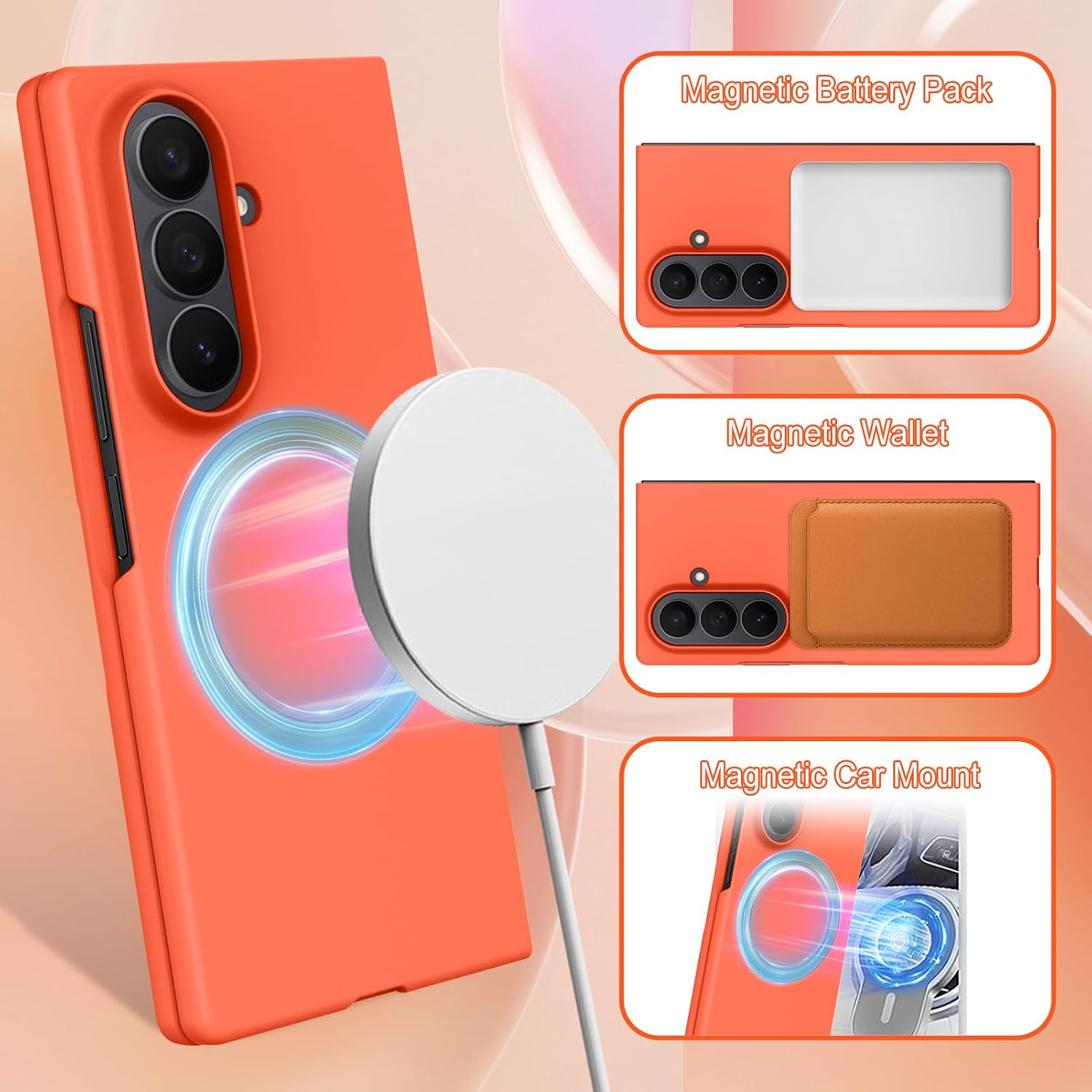 Thumbnail 3 de Illians Magnetic Phone Case for Samsung Galaxy Z Fold 8 Ultra, Orange