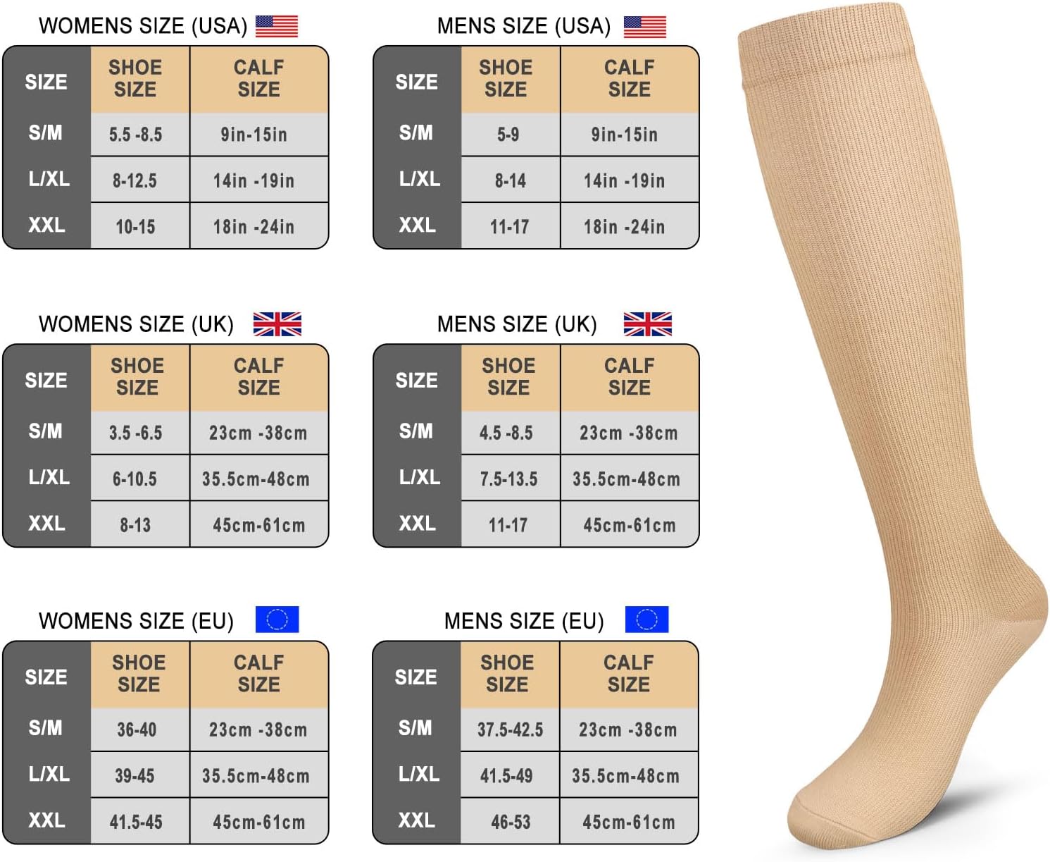 Detalle de Pnosnesy Compression Socks — 7 Pairs, 15-20 mmHg, Unisex Performance Support for Sports, Travel and Everyday Wear