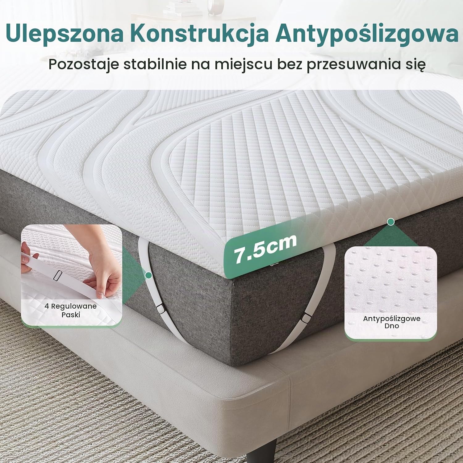 Thumbnail 3 de Novilla materac nawierzchniowy 140 × 190 cm, 7,5 cm, pianka żelowa memory