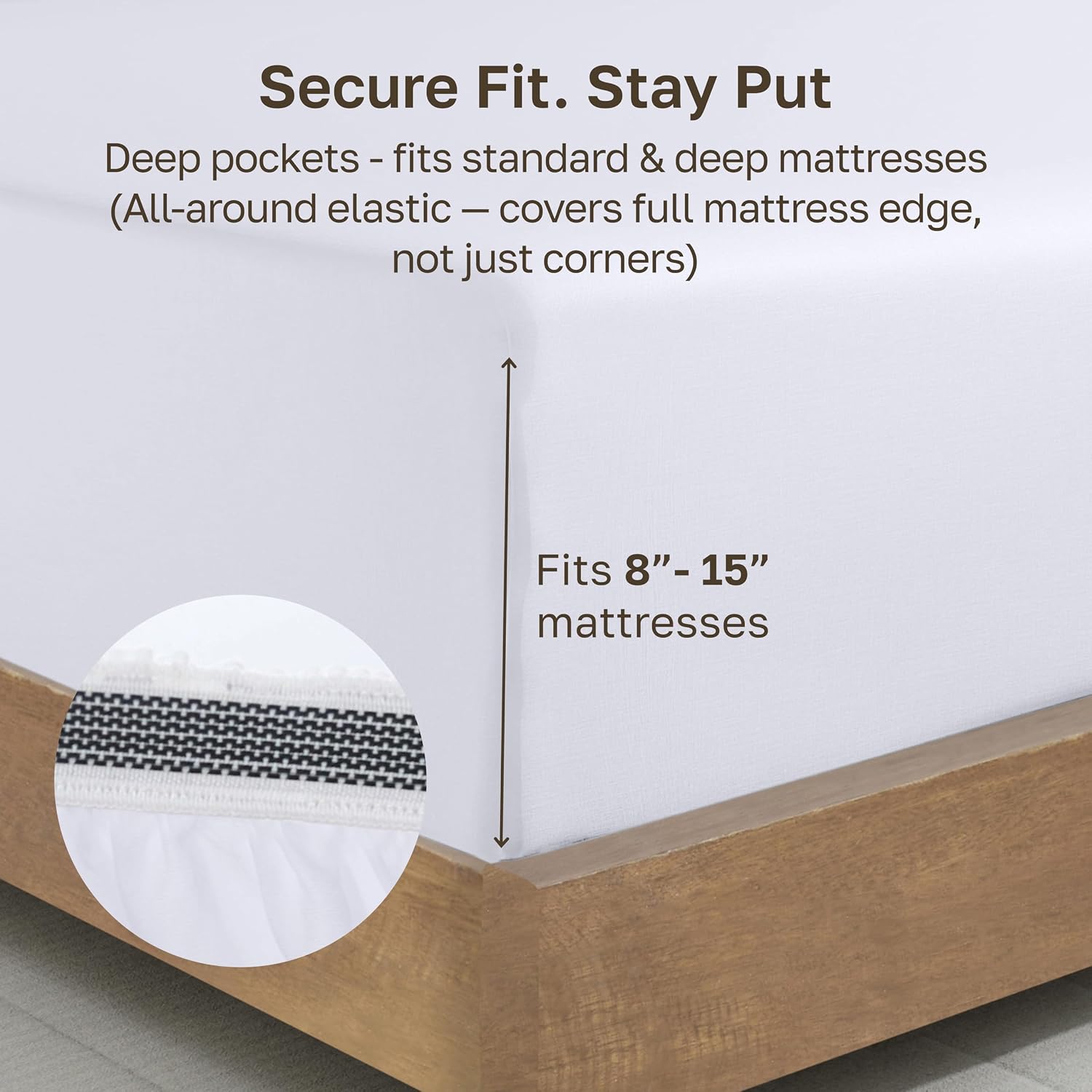 Detalle de Organic Cotton Percale Fitted Sheet 300TC