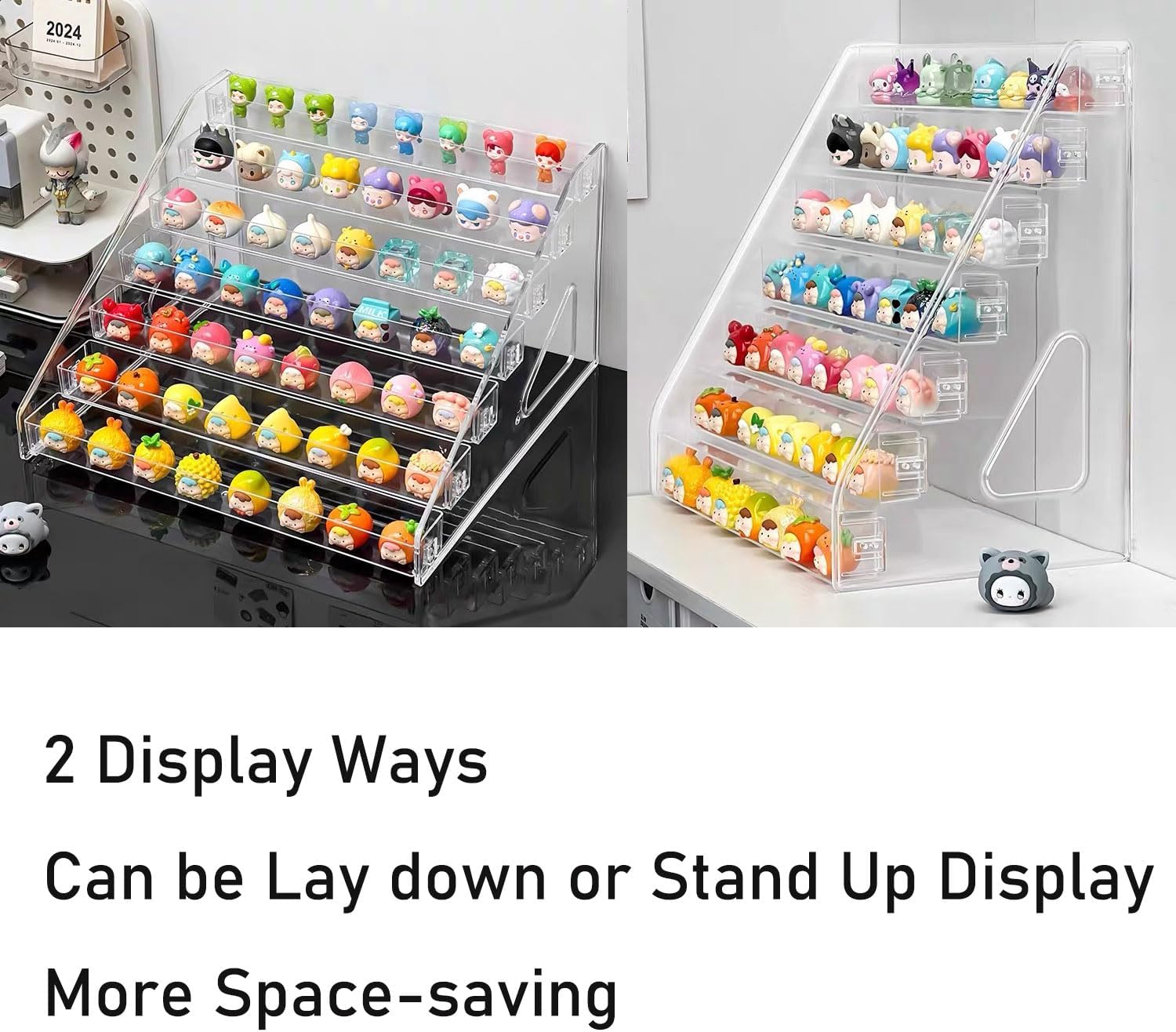 Detalle 1 de Himilucky transparant acryl displayrek met 5 niveaus en opstaande randen