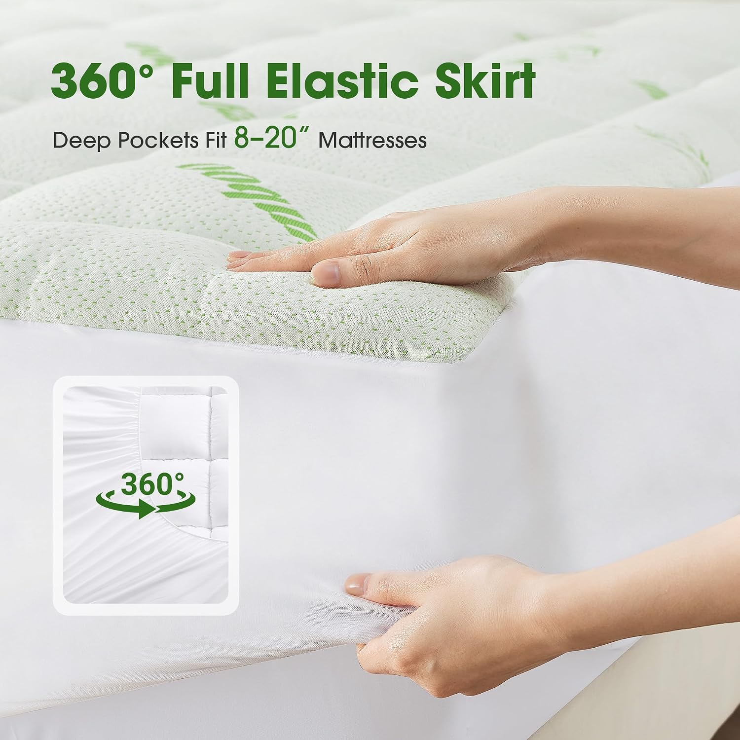 Thumbnail 4 de GRUSIGN CL-ZXW Queen Mattress Pad, Bamboo-Derived Viscose Blend, Deep Pockets