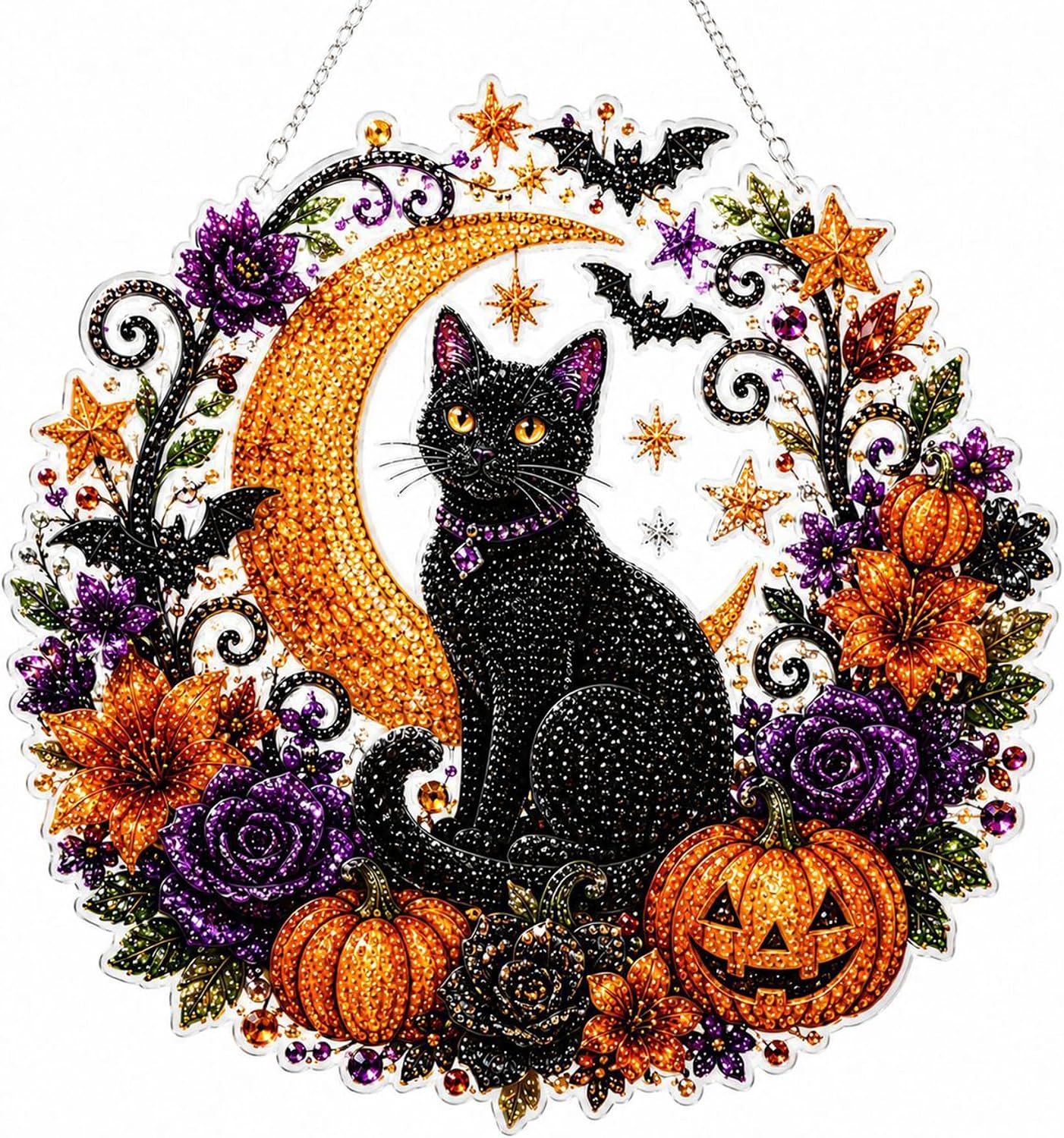 Detalle de AYTHSRIC Halloween Diamond Art Hanging Kit, A5 Acrylic 5D Crystal Decor