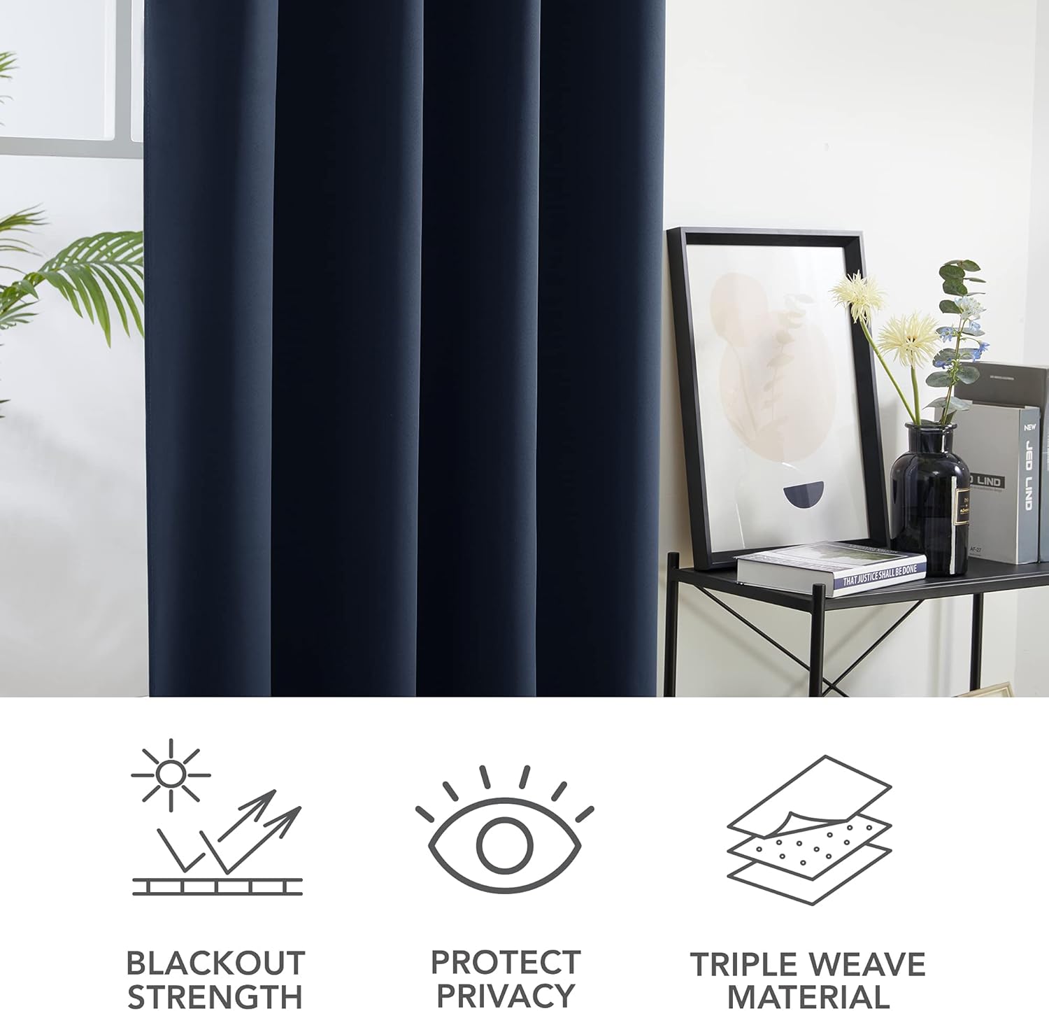Thumbnail 5 de Deconovo Tende Oscuranti per Interni 2 Pezzi 140x260 cm Blu Navy – Comfort, Privacy e Risparmio Energetico