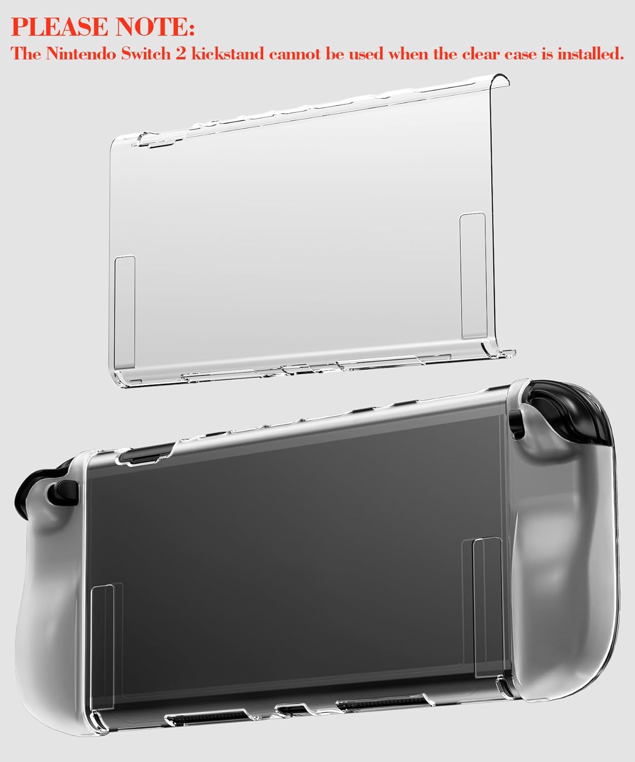 Thumbnail 6 de Teyomi Transparent Hülle für Nintendo Switch 2 – Hard-PC Schutzhülle mit TPU-Griffabdeckungen und 8 Thumbstick-Kappen (Clear)
