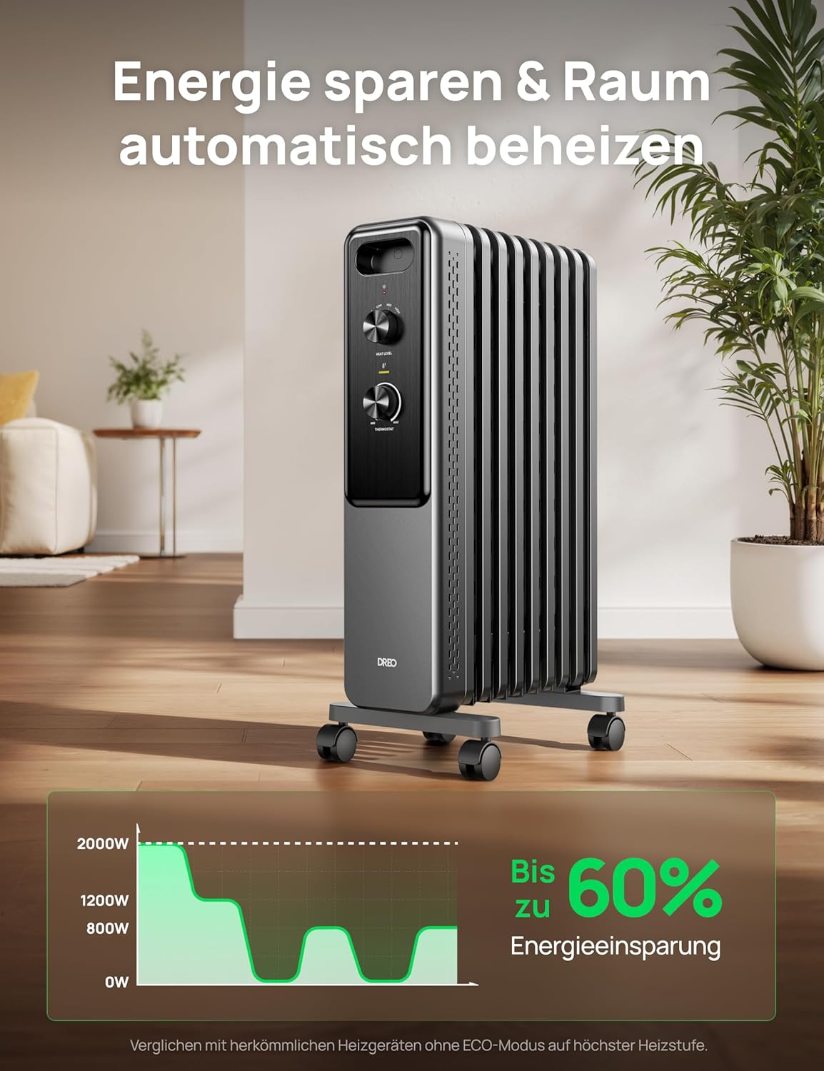 Detalle 2 de Dreo Radiator 9 Rippen 2000W Öl-Heizkörper