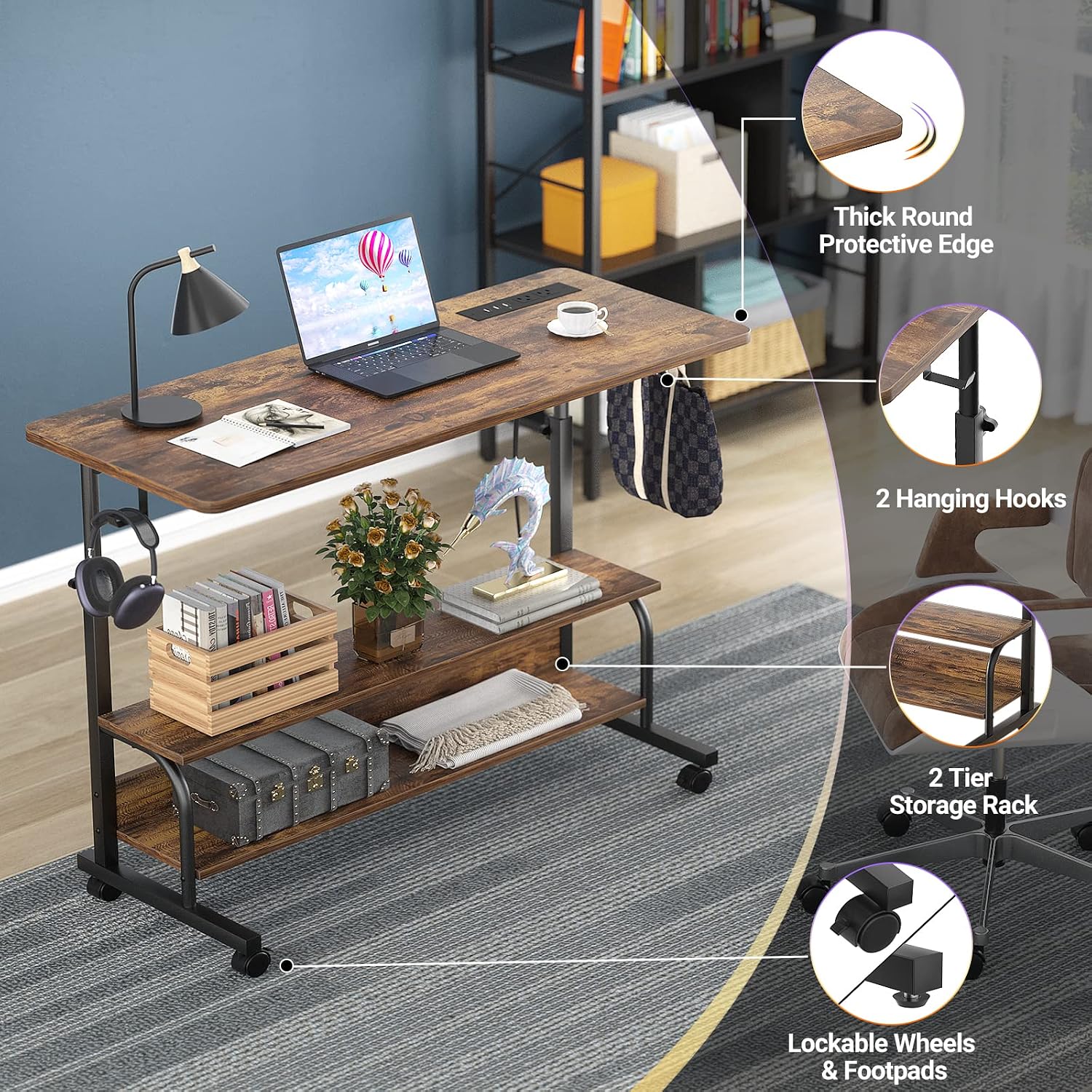 Detalle de iSunirm rolling standing desk, 104cm height