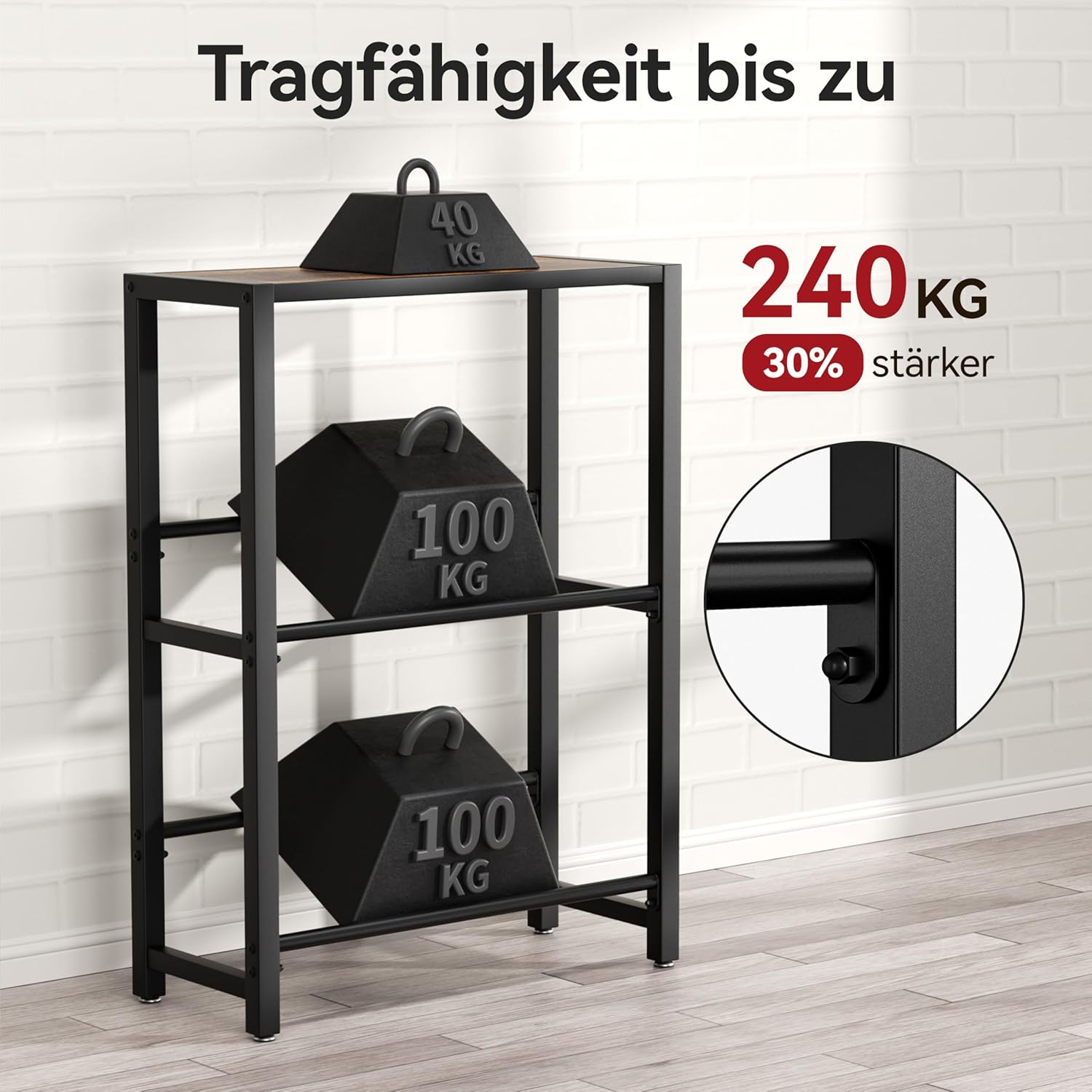 Thumbnail 3 de Josmimic Getränkekistenregal für 4 Kästen mit Ablage – stabiles Metallregal in Schwarz
