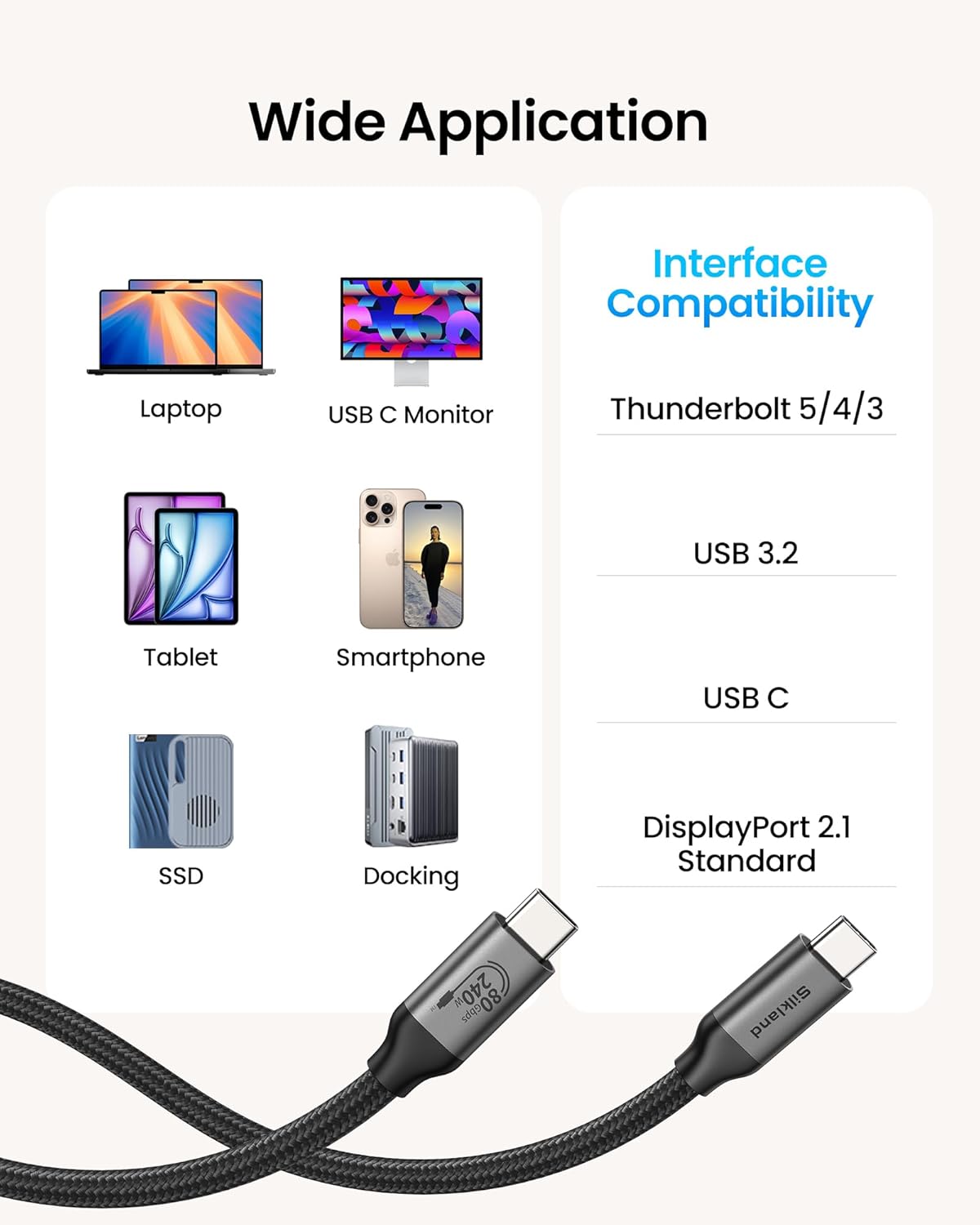 Thumbnail 6 de Silkland USB4 80Gbps Cable 1M