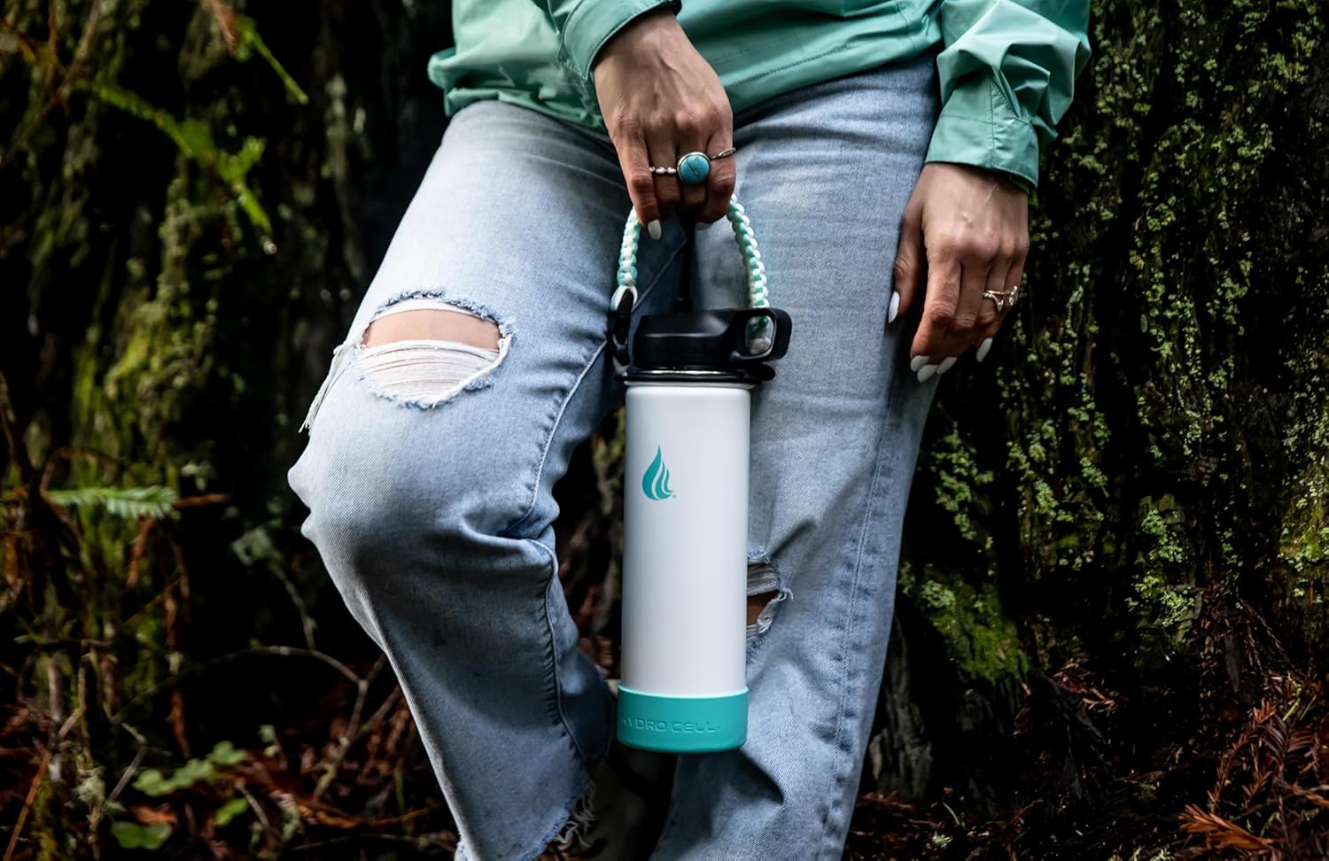 Thumbnail 4 de HYDRO CELL Stainless Steel Insulated Water Bottle (24oz, White) with Straw