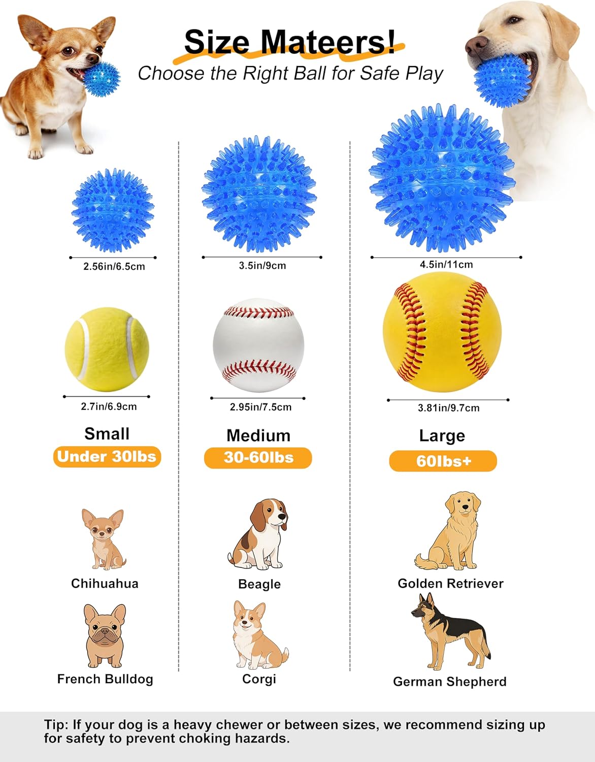 Detalle de petizer 01 2.5-Inch Squeaky Dog Balls, 3-Pack Floating Fetch Toys