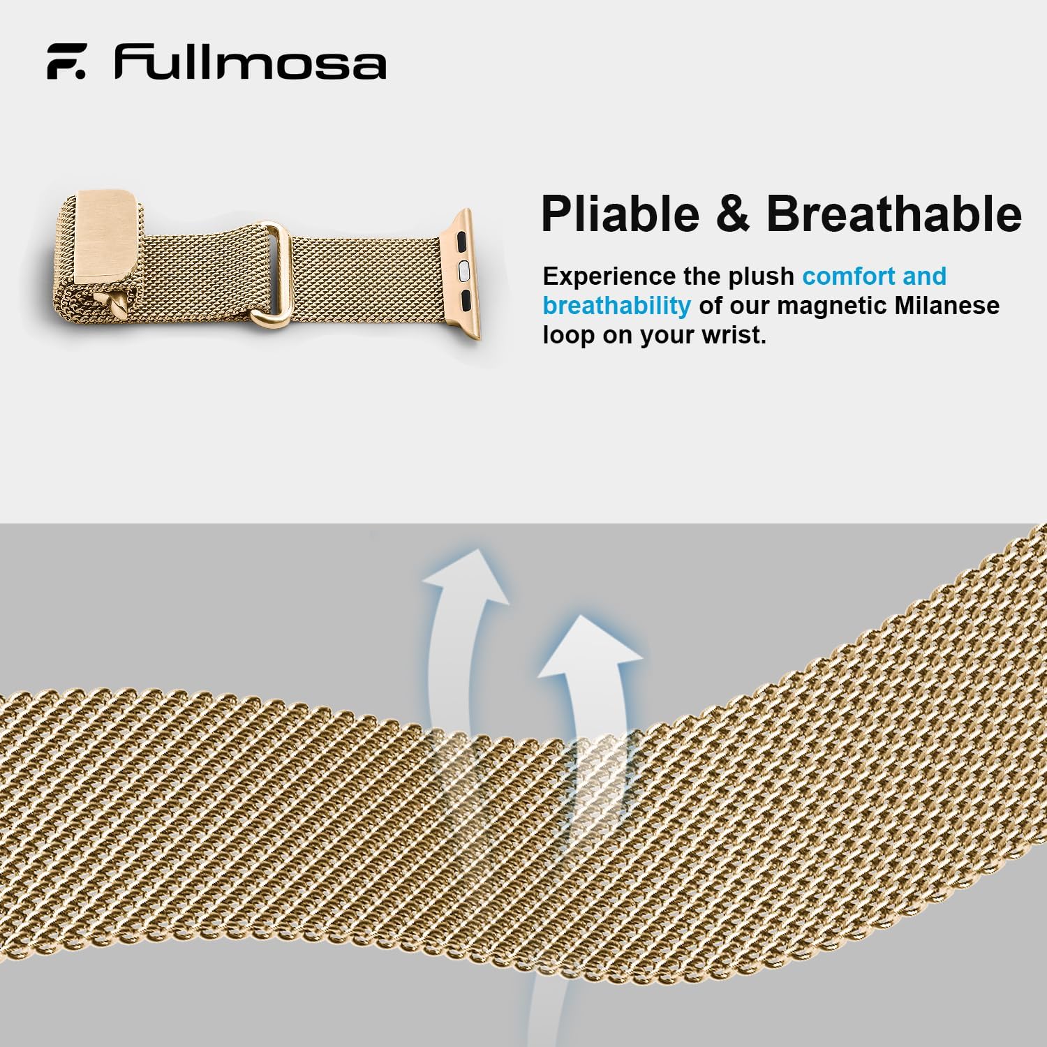 Detalle 1 de Fullmosa Stainless Steel Milanese Loop Apple Watch band (38–49mm) with double-layer magnetic clasp