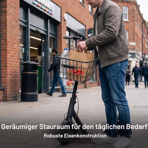 Detalle de PETSTIBLE Frontkorb aus Eisen: zuverlässige Aufbewahrung für Elektroroller, Fahrrad und E-Bike