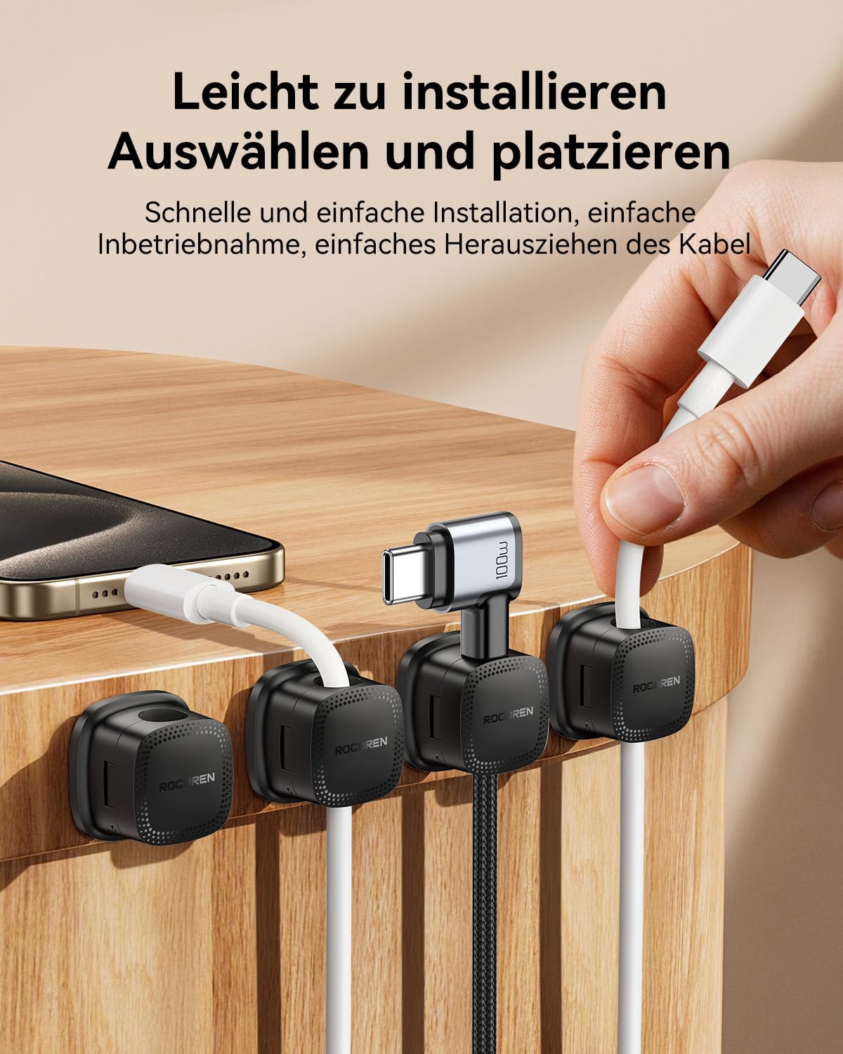 Thumbnail 2 de Rocoren Kabelhalter Selbstklebend – starker Magnet, 6er-Set, 7,5 mm Durchmesser