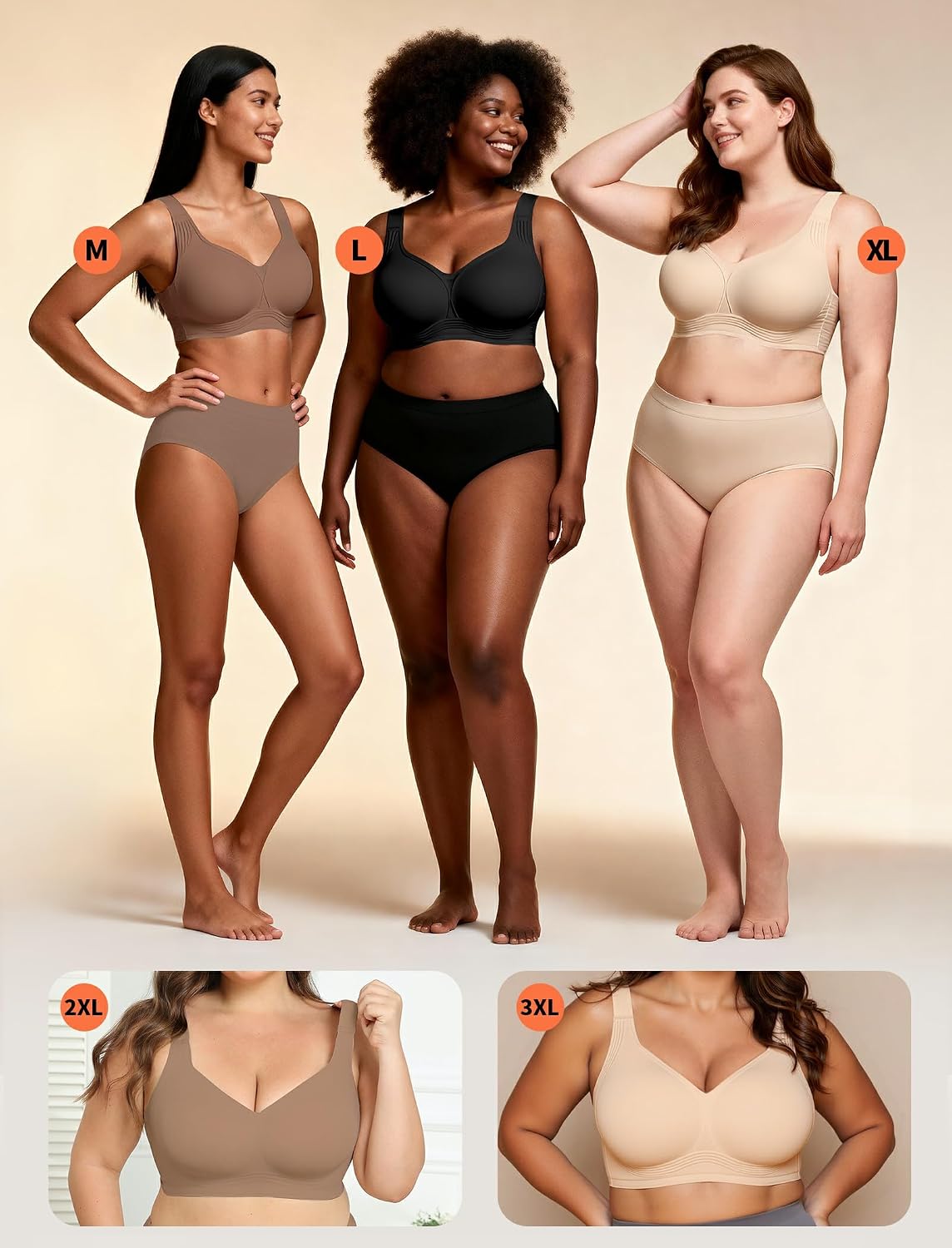 Detalle de Mivorica Jelly BH ohne Bügel – nahtloses Minimizer-/Entlastungs-Bustier für Schlaf & Alltag