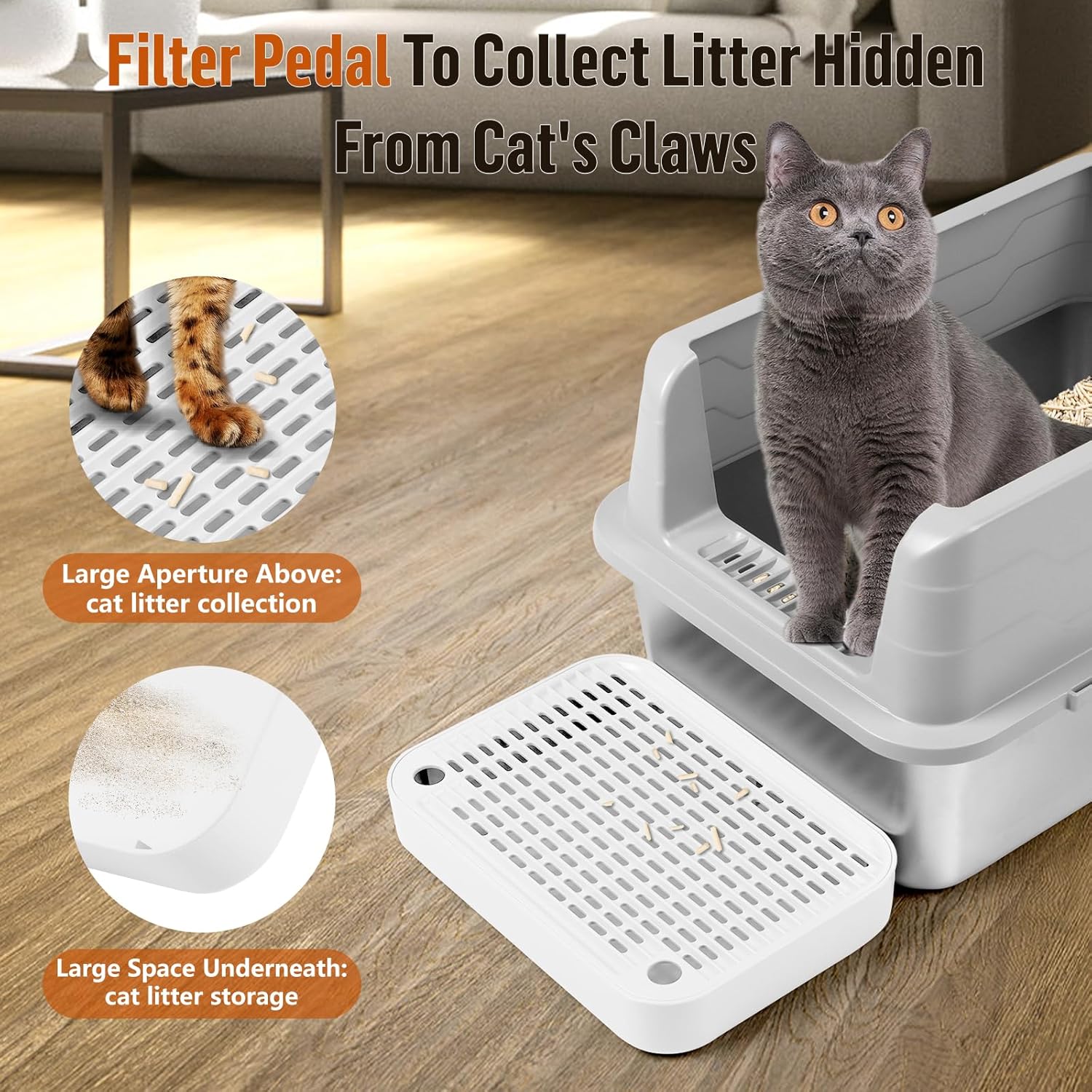 Detalle de Bartuke Cat Litter Box Ramp Mat with Filter Function